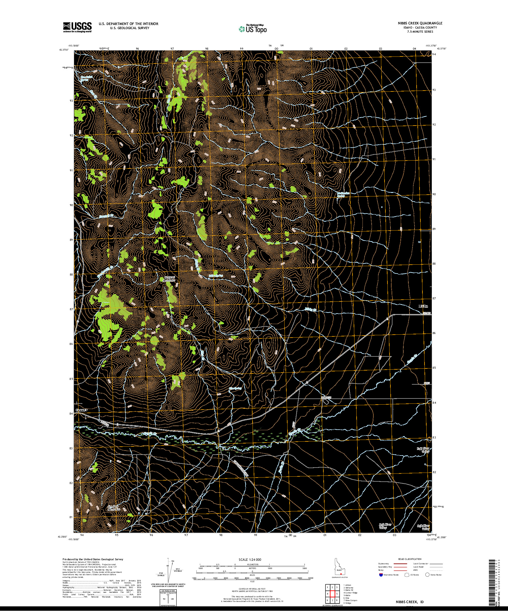 USGS US TOPO 7.5-MINUTE MAP FOR NIBBS CREEK, ID 2020