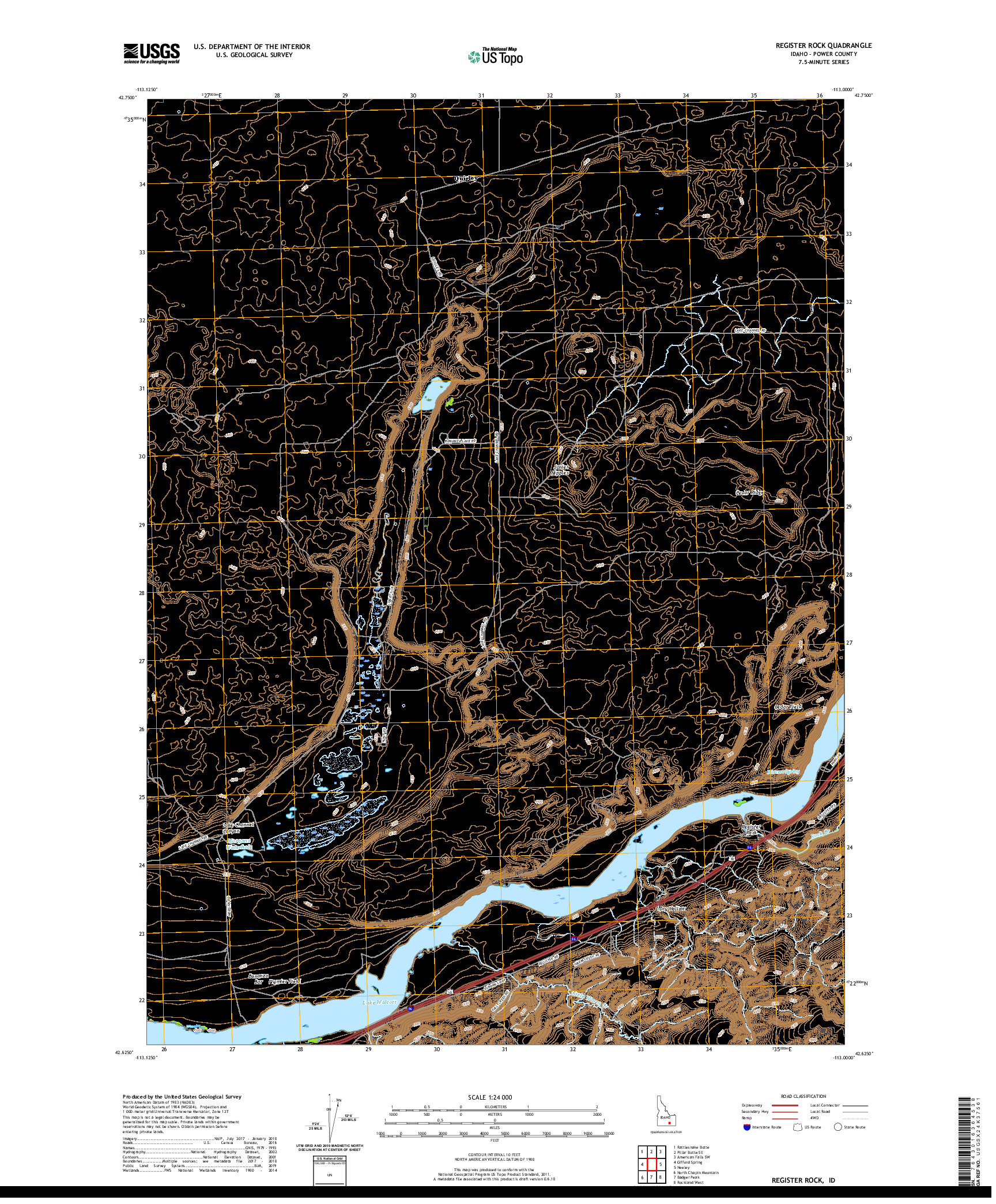 USGS US TOPO 7.5-MINUTE MAP FOR REGISTER ROCK, ID 2020