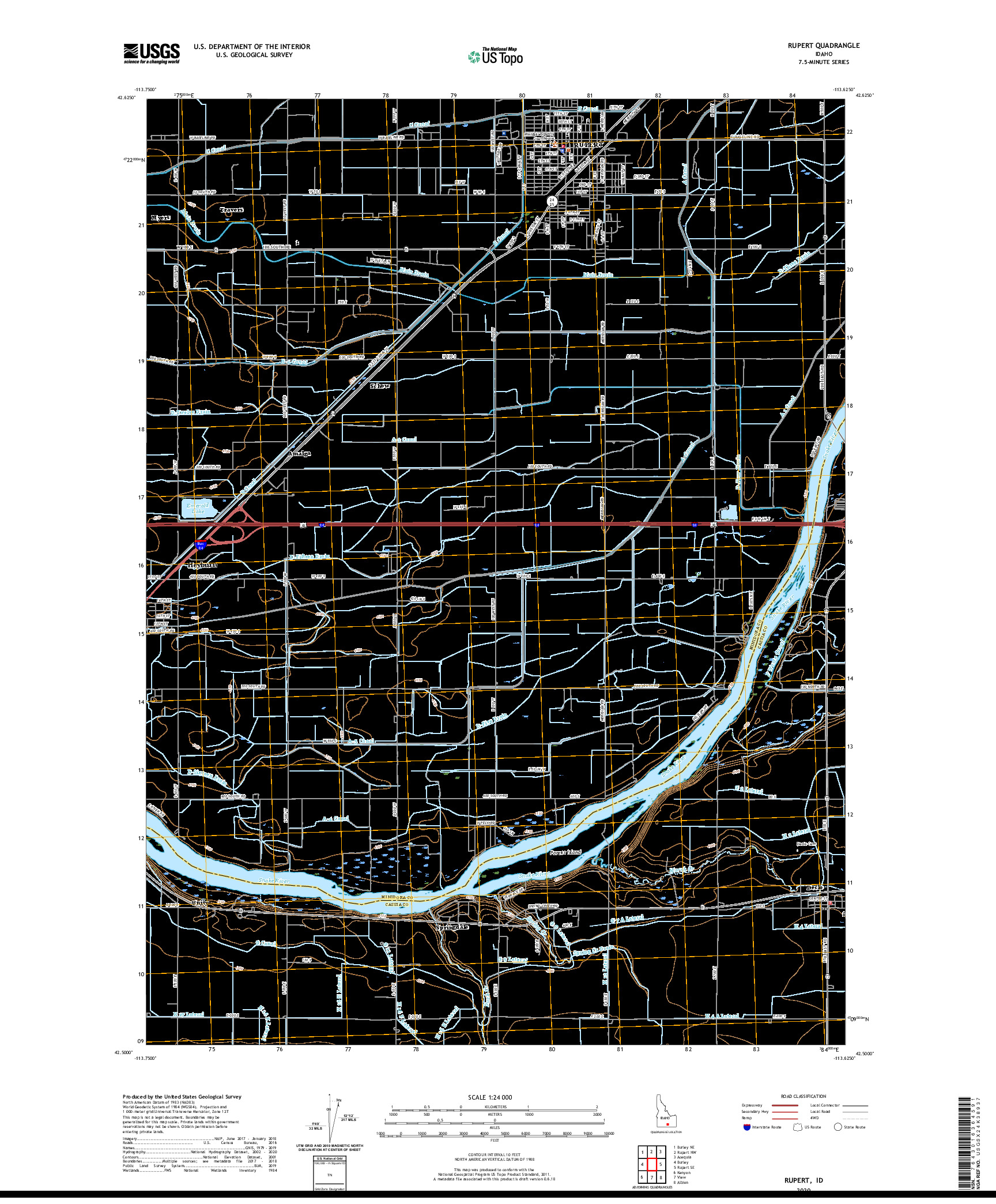 USGS US TOPO 7.5-MINUTE MAP FOR RUPERT, ID 2020