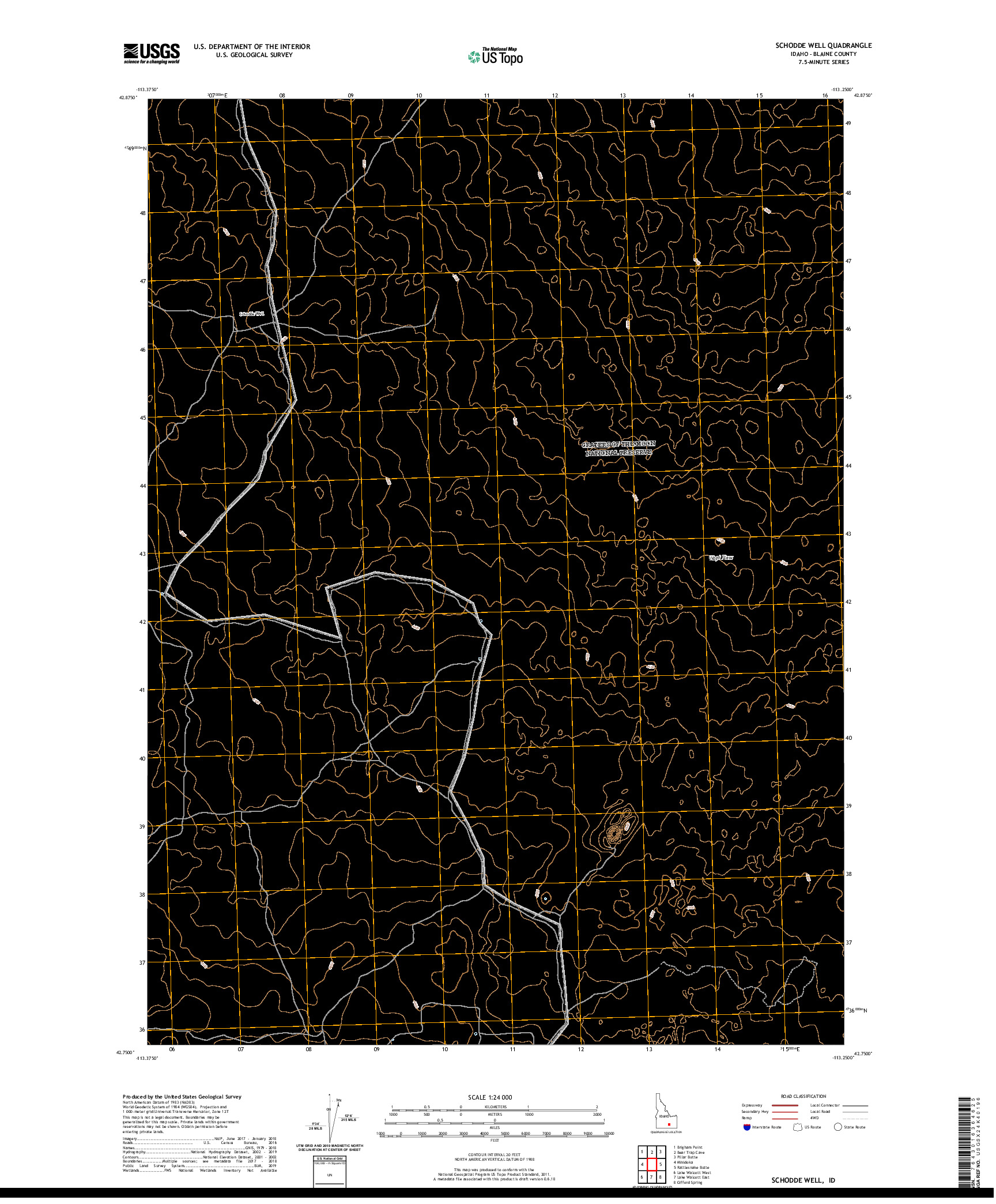 USGS US TOPO 7.5-MINUTE MAP FOR SCHODDE WELL, ID 2020