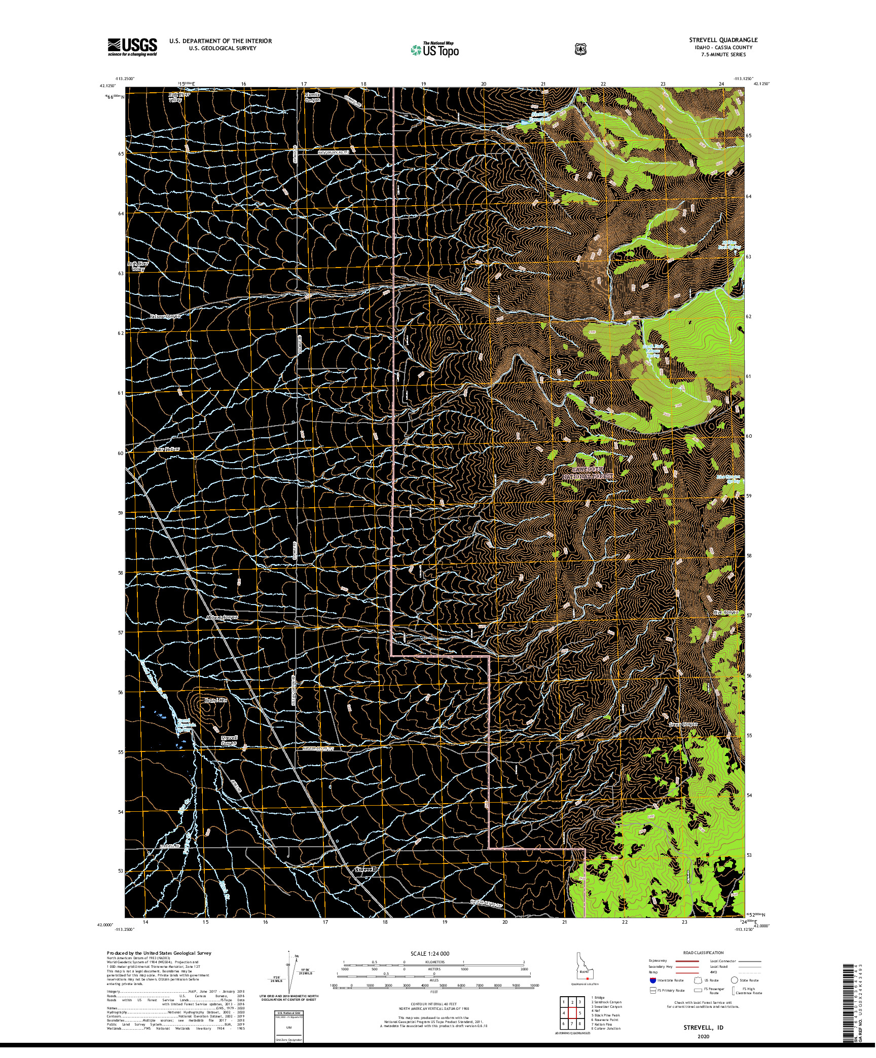 USGS US TOPO 7.5-MINUTE MAP FOR STREVELL, ID 2020