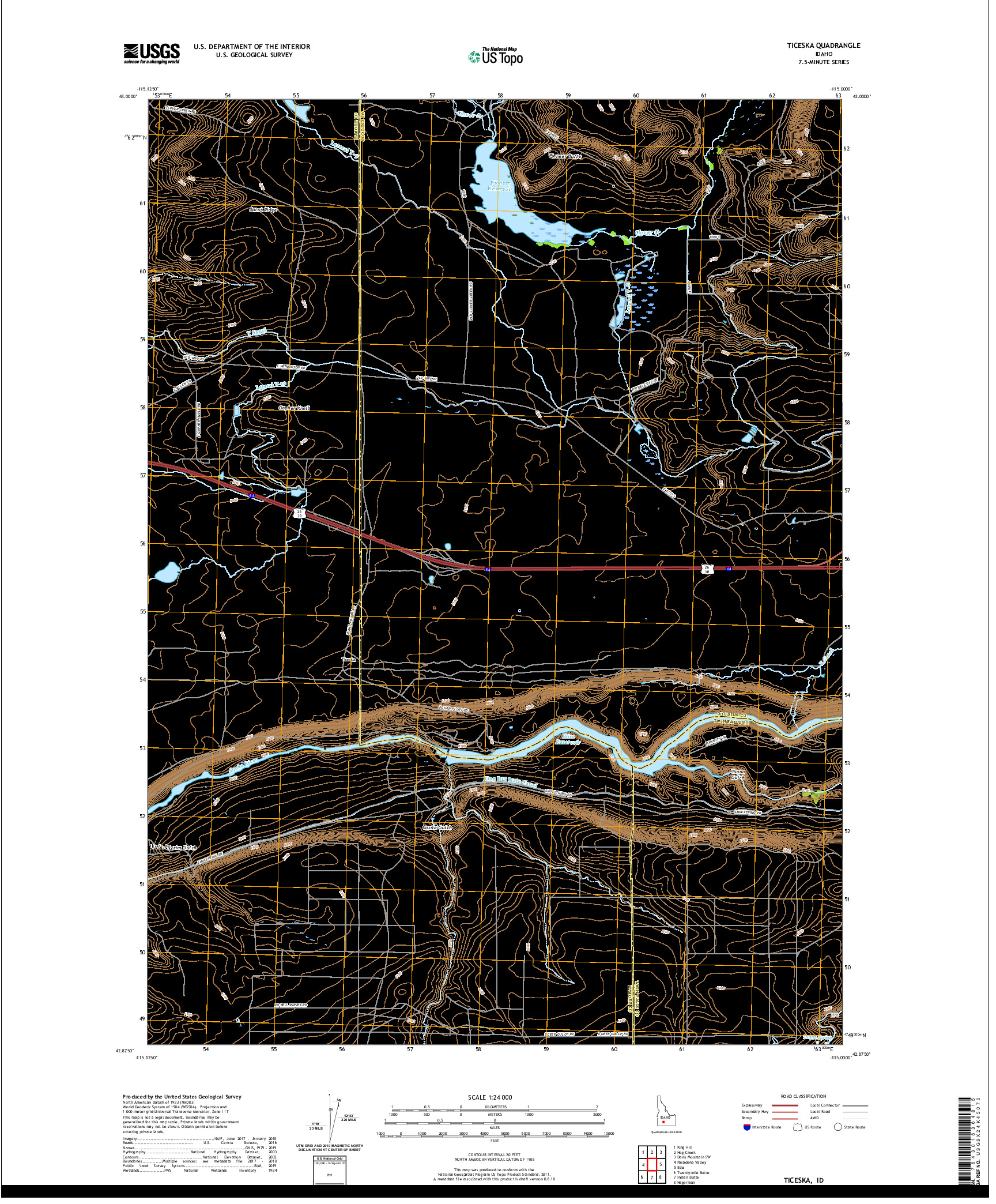 USGS US TOPO 7.5-MINUTE MAP FOR TICESKA, ID 2020