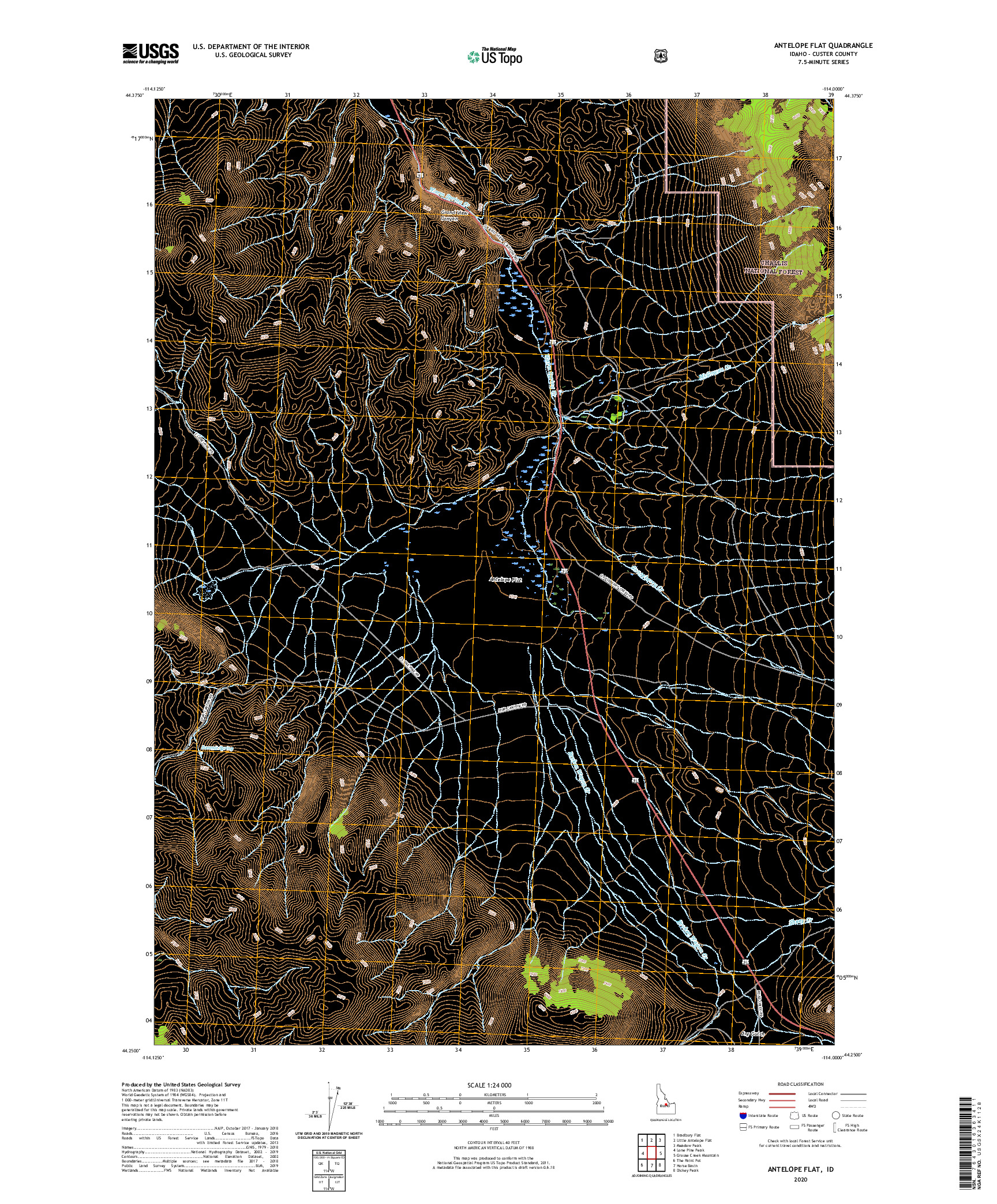 USGS US TOPO 7.5-MINUTE MAP FOR ANTELOPE FLAT, ID 2020