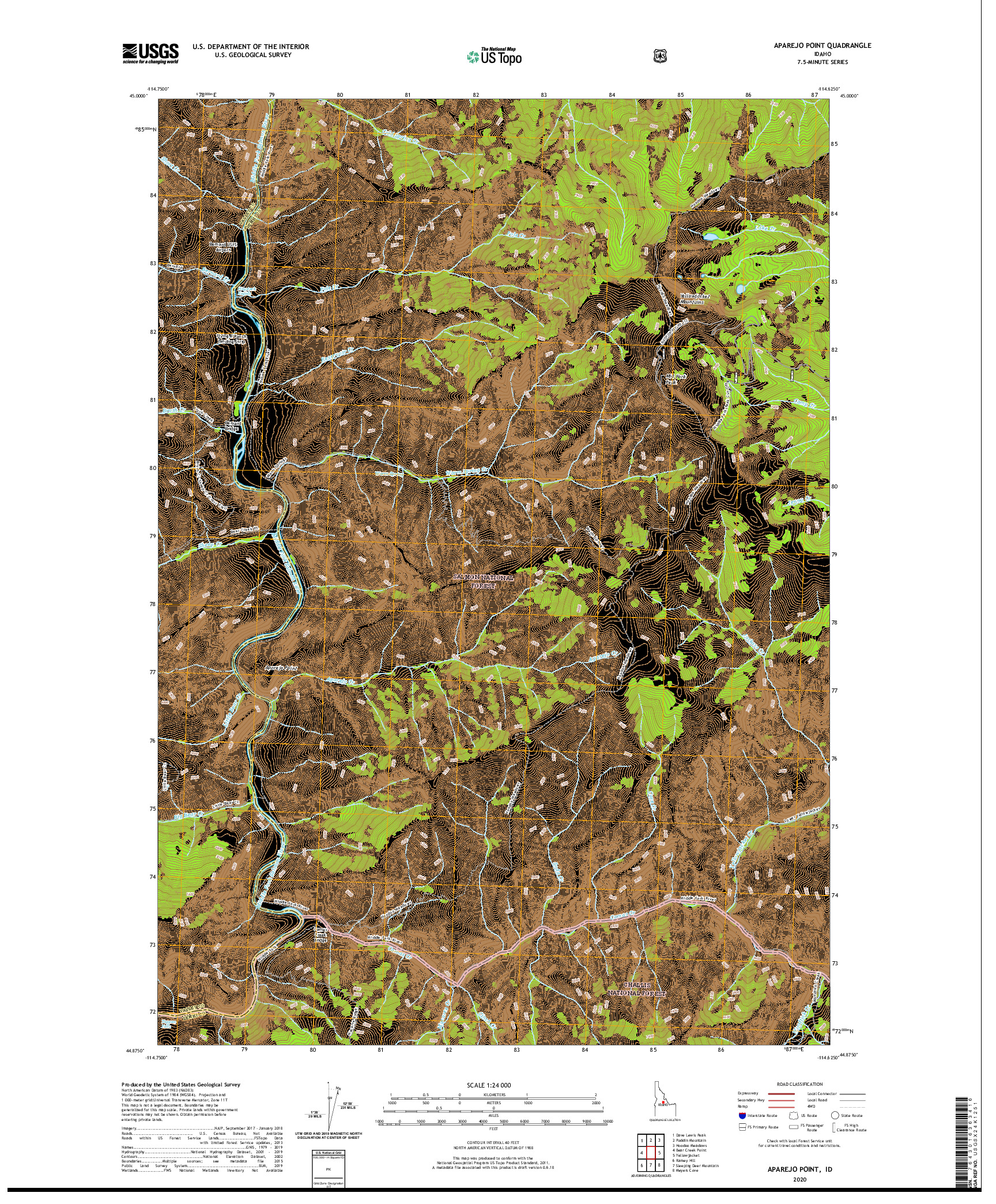 USGS US TOPO 7.5-MINUTE MAP FOR APAREJO POINT, ID 2020