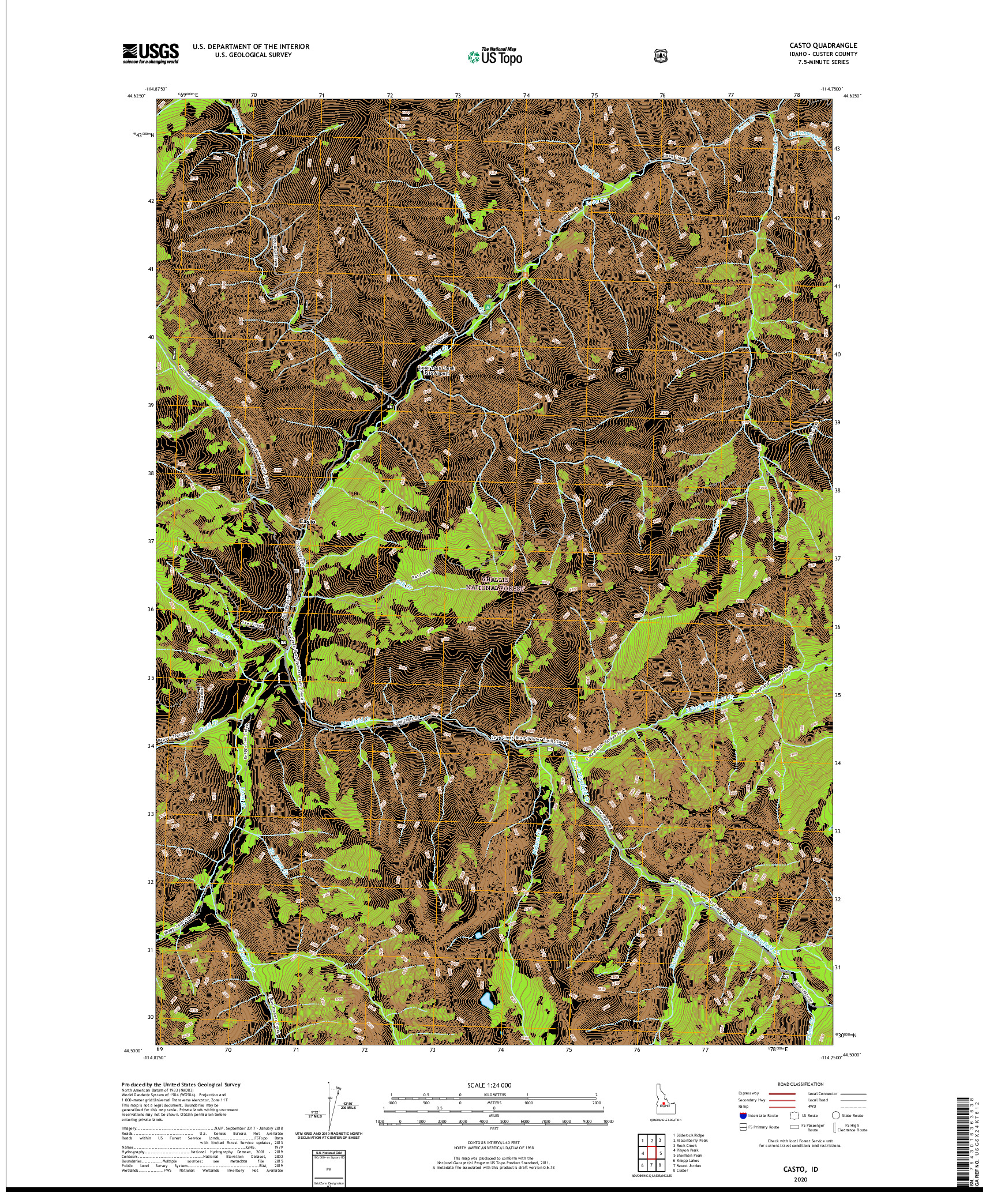 USGS US TOPO 7.5-MINUTE MAP FOR CASTO, ID 2020