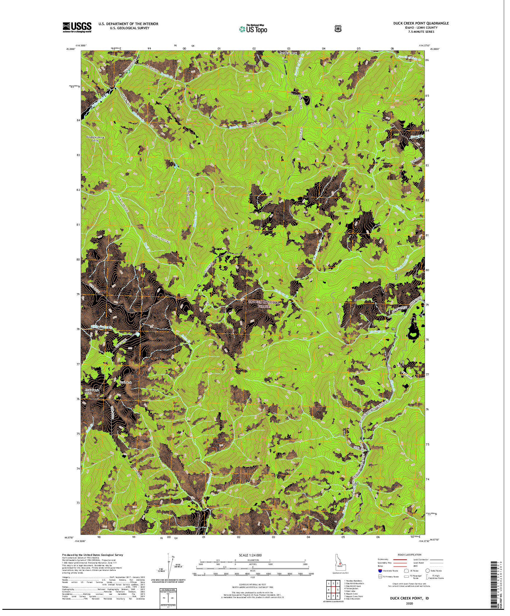 USGS US TOPO 7.5-MINUTE MAP FOR DUCK CREEK POINT, ID 2020