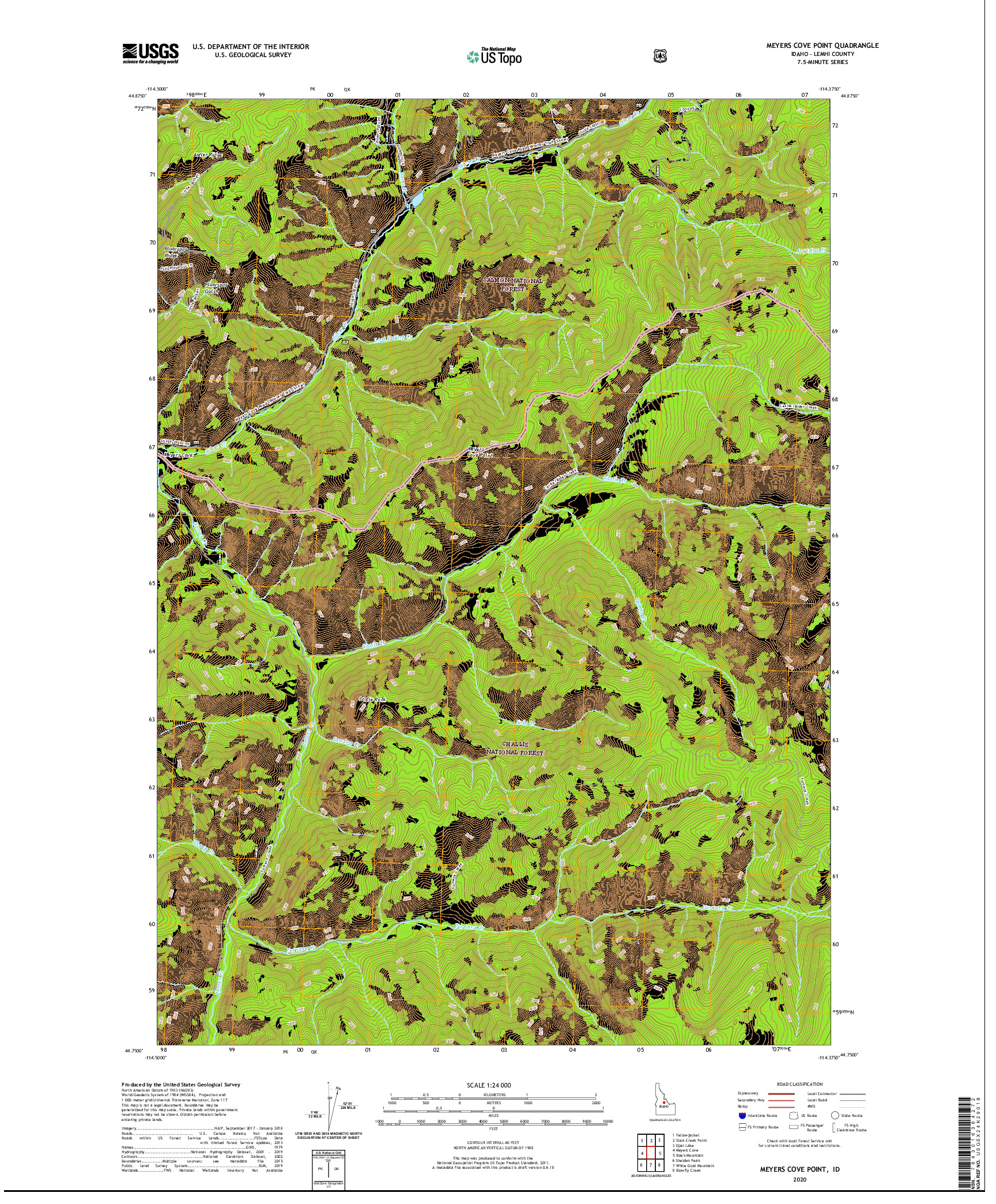 USGS US TOPO 7.5-MINUTE MAP FOR MEYERS COVE POINT, ID 2020