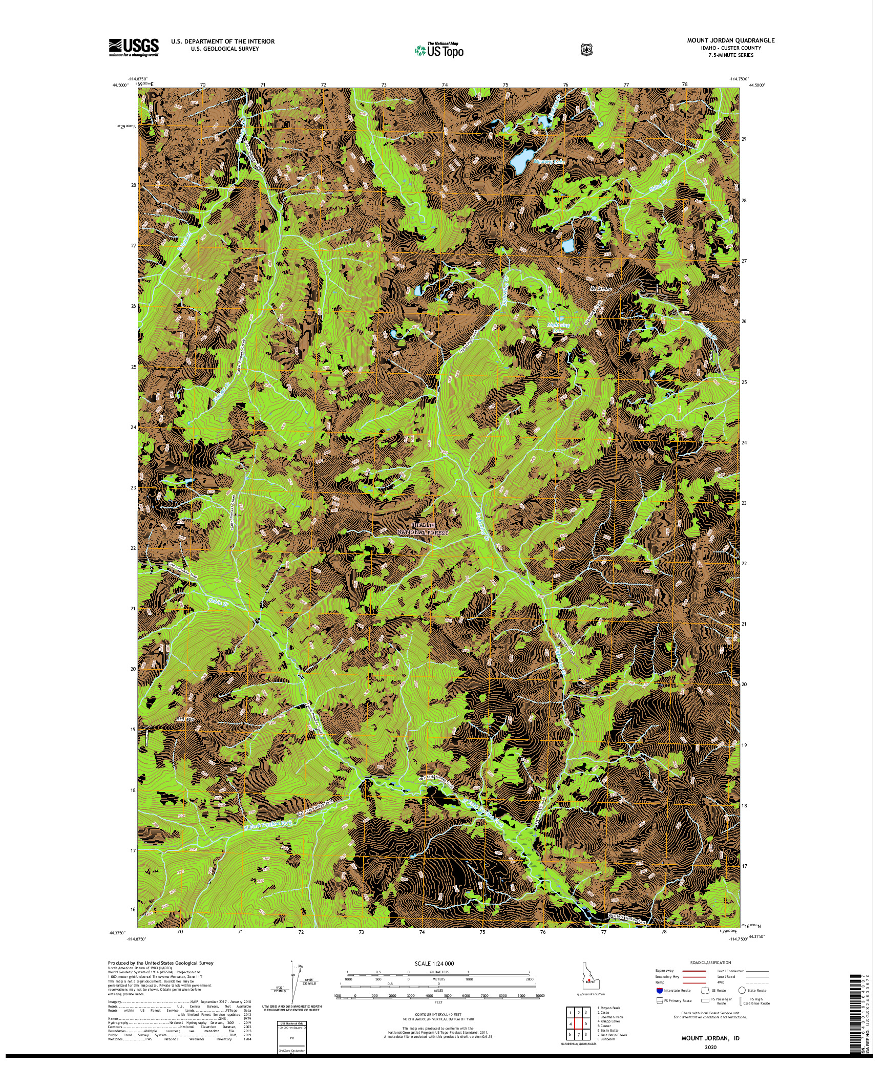 USGS US TOPO 7.5-MINUTE MAP FOR MOUNT JORDAN, ID 2020