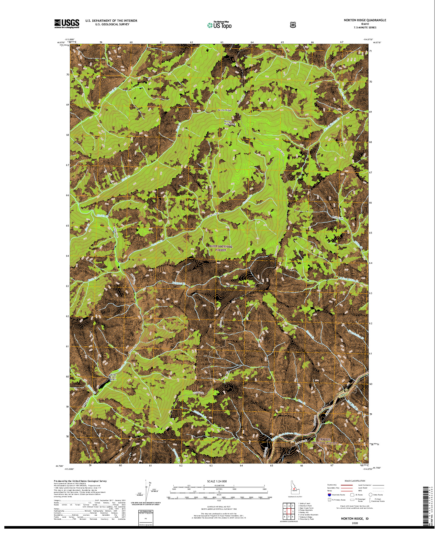 USGS US TOPO 7.5-MINUTE MAP FOR NORTON RIDGE, ID 2020