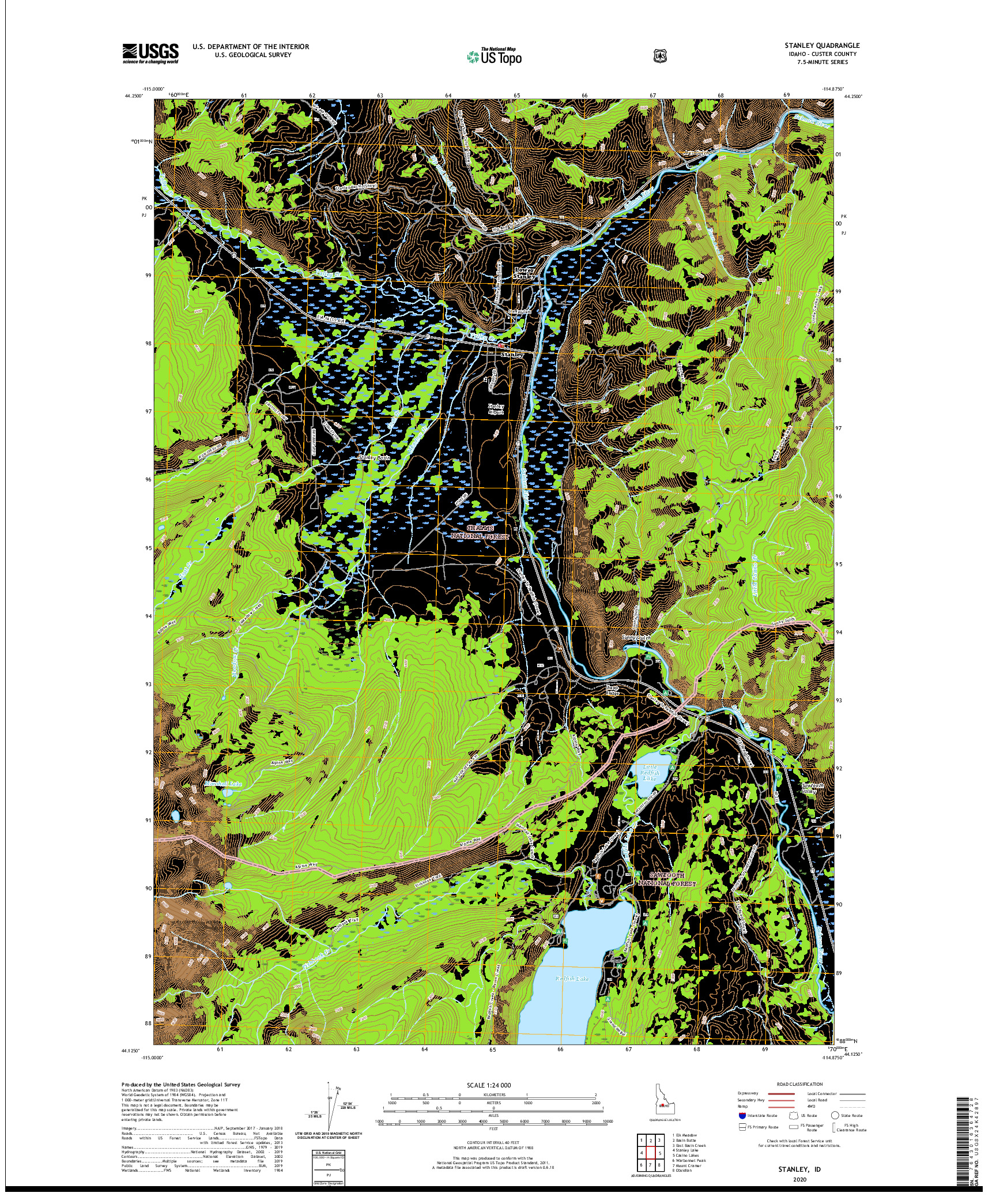 USGS US TOPO 7.5-MINUTE MAP FOR STANLEY, ID 2020
