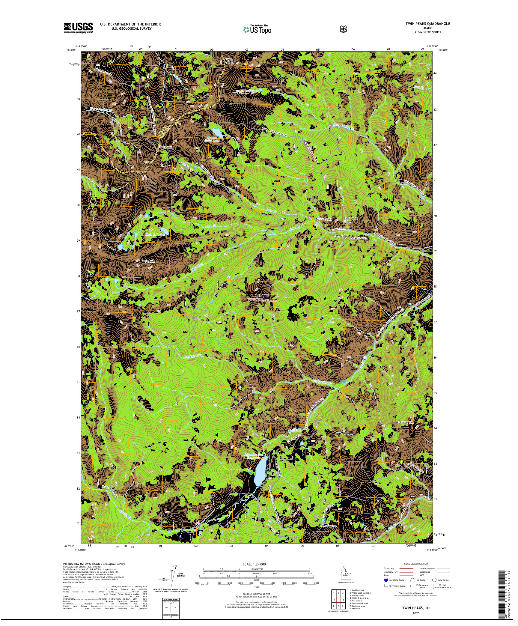 USGS US TOPO 7.5-MINUTE MAP FOR TWIN PEAKS, ID 2020