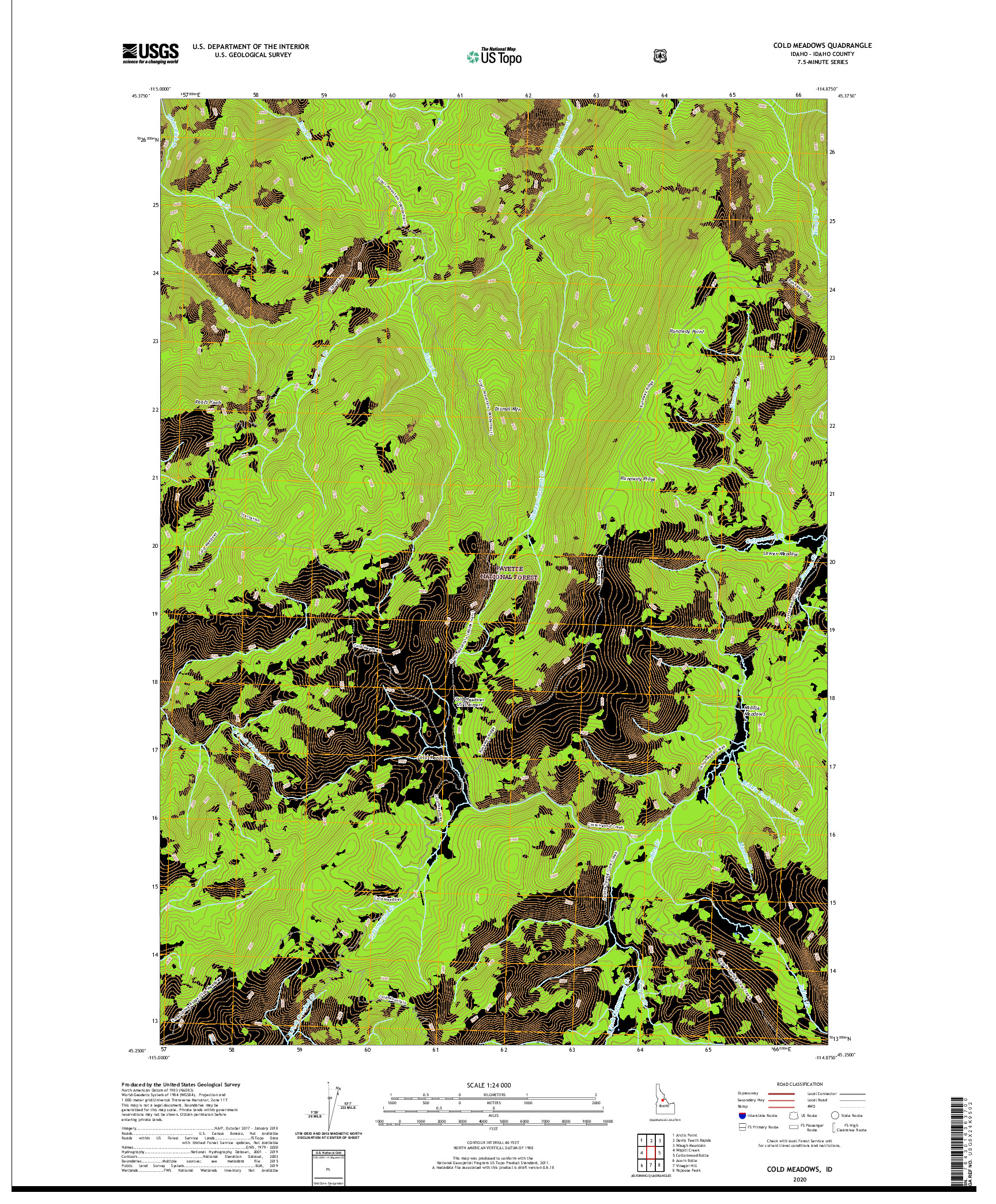 USGS US TOPO 7.5-MINUTE MAP FOR COLD MEADOWS, ID 2020