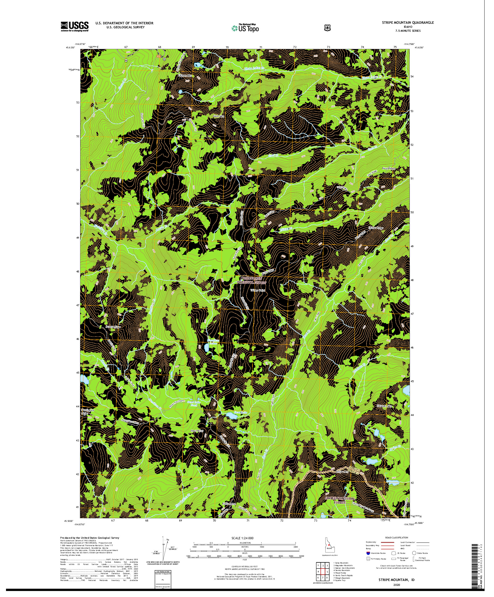 USGS US TOPO 7.5-MINUTE MAP FOR STRIPE MOUNTAIN, ID 2020