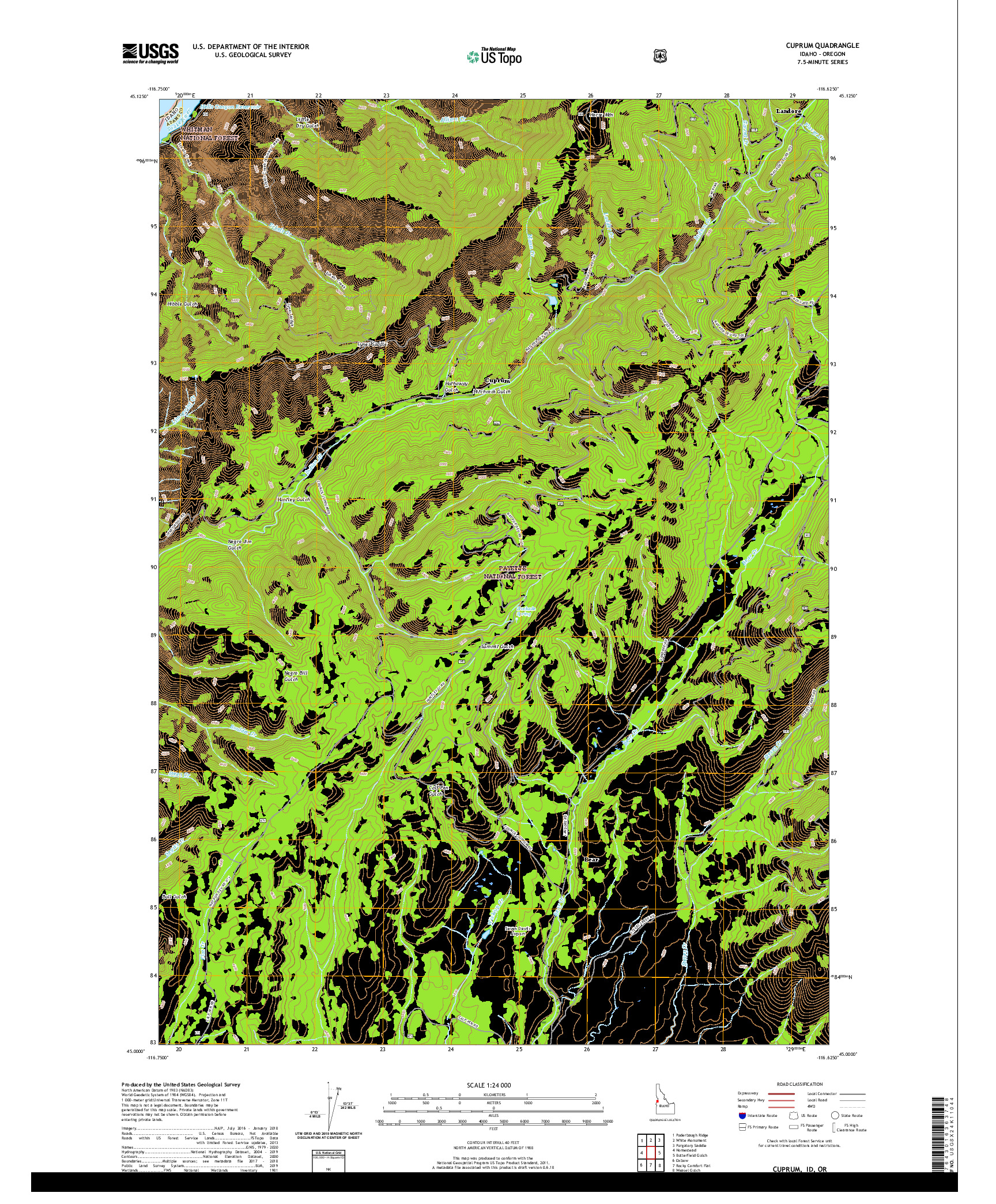 USGS US TOPO 7.5-MINUTE MAP FOR CUPRUM, ID,OR 2020