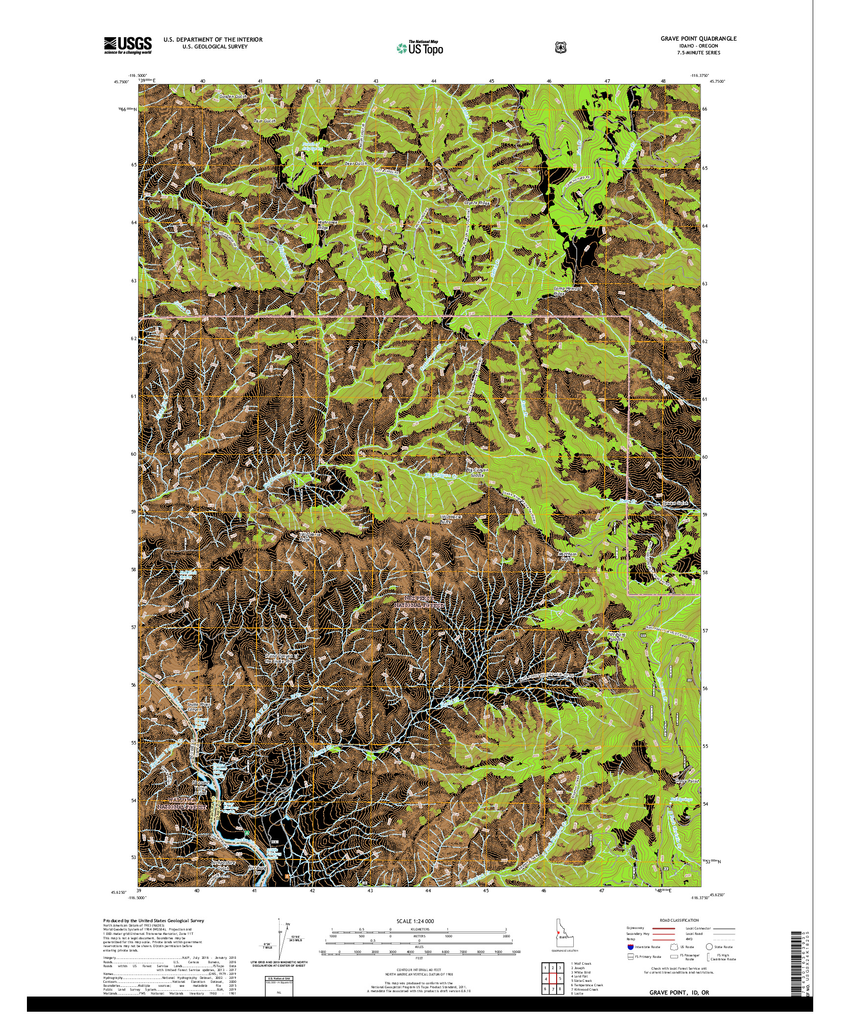 USGS US TOPO 7.5-MINUTE MAP FOR GRAVE POINT, ID,OR 2020