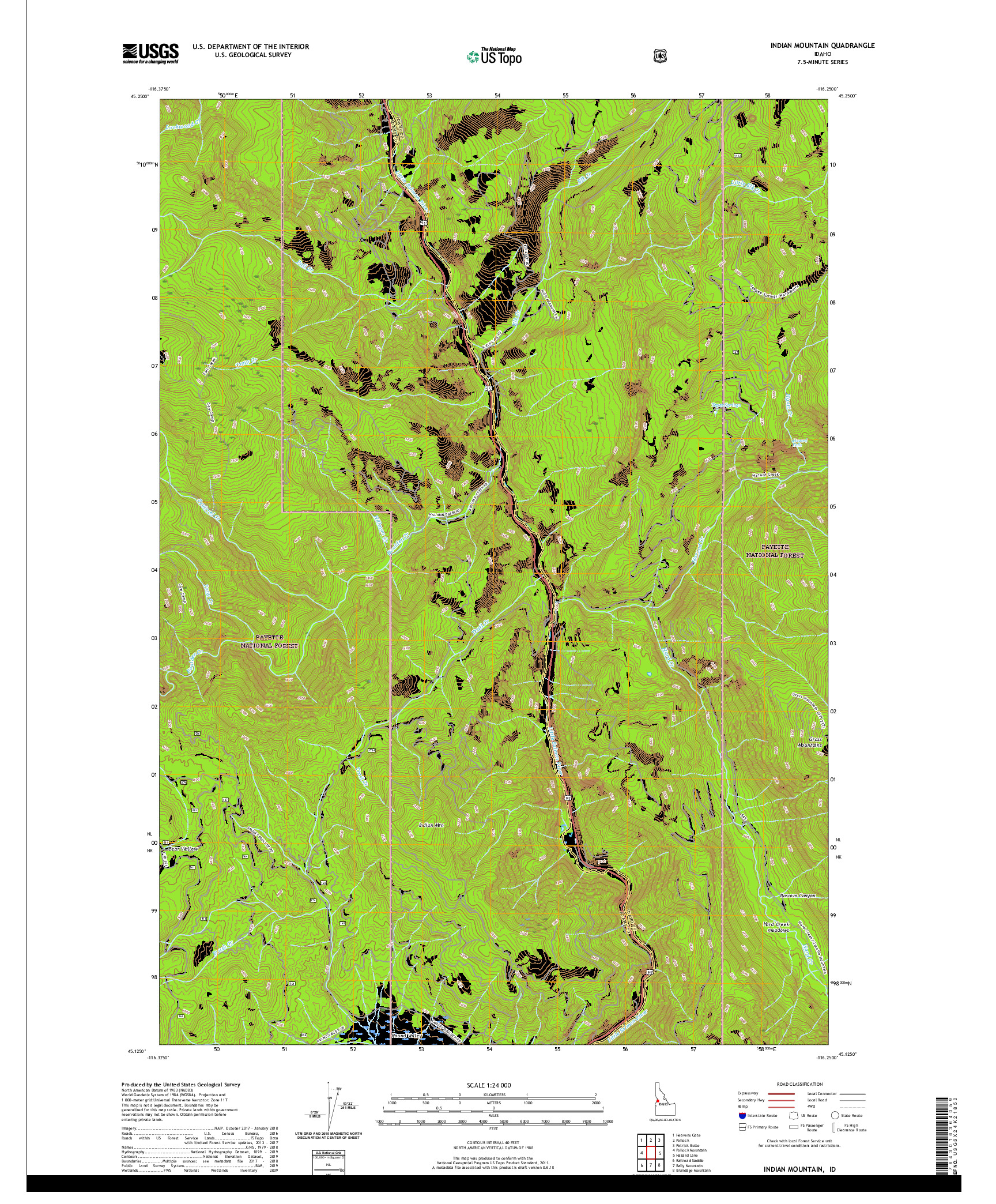 USGS US TOPO 7.5-MINUTE MAP FOR INDIAN MOUNTAIN, ID 2020