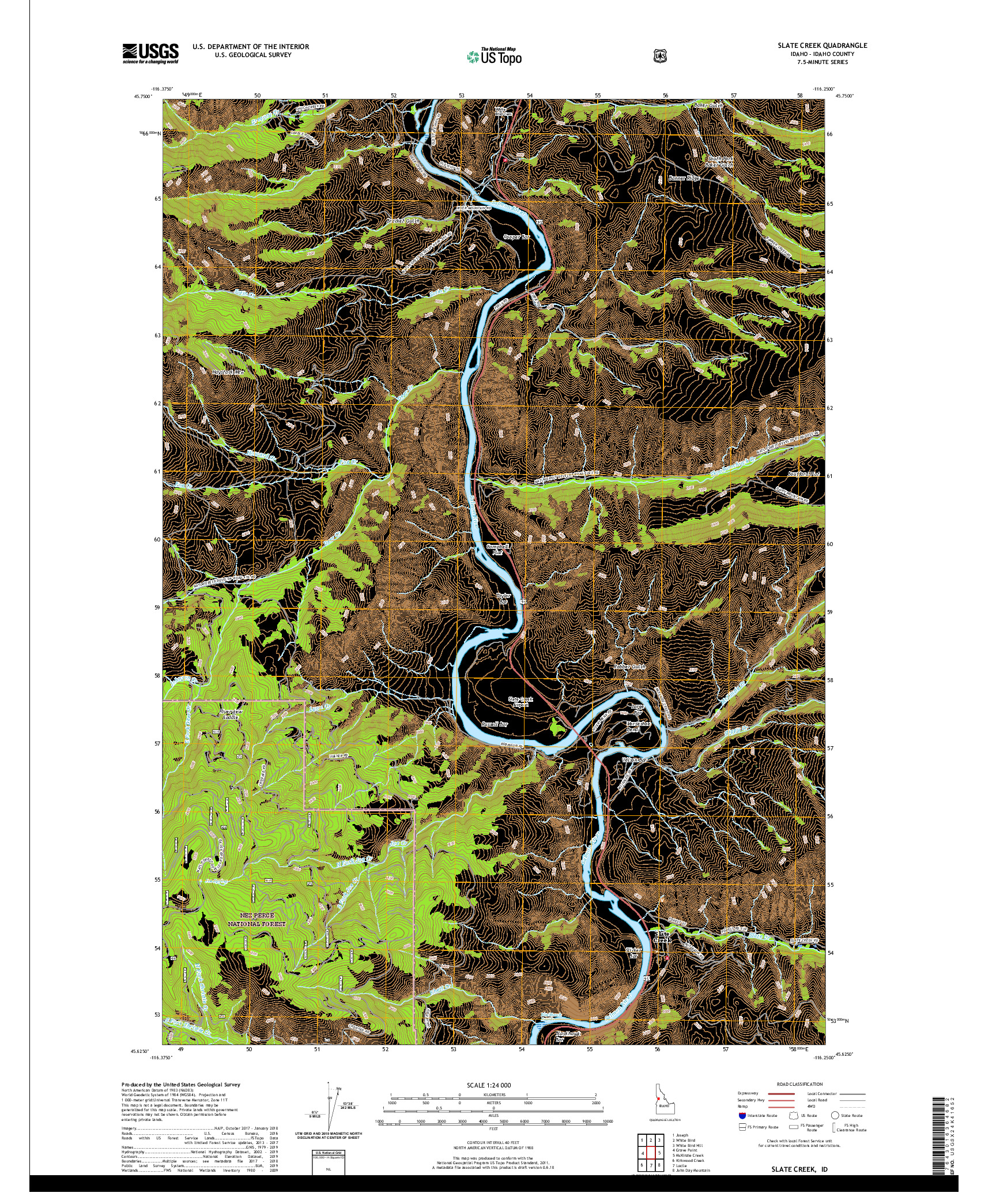 USGS US TOPO 7.5-MINUTE MAP FOR SLATE CREEK, ID 2020
