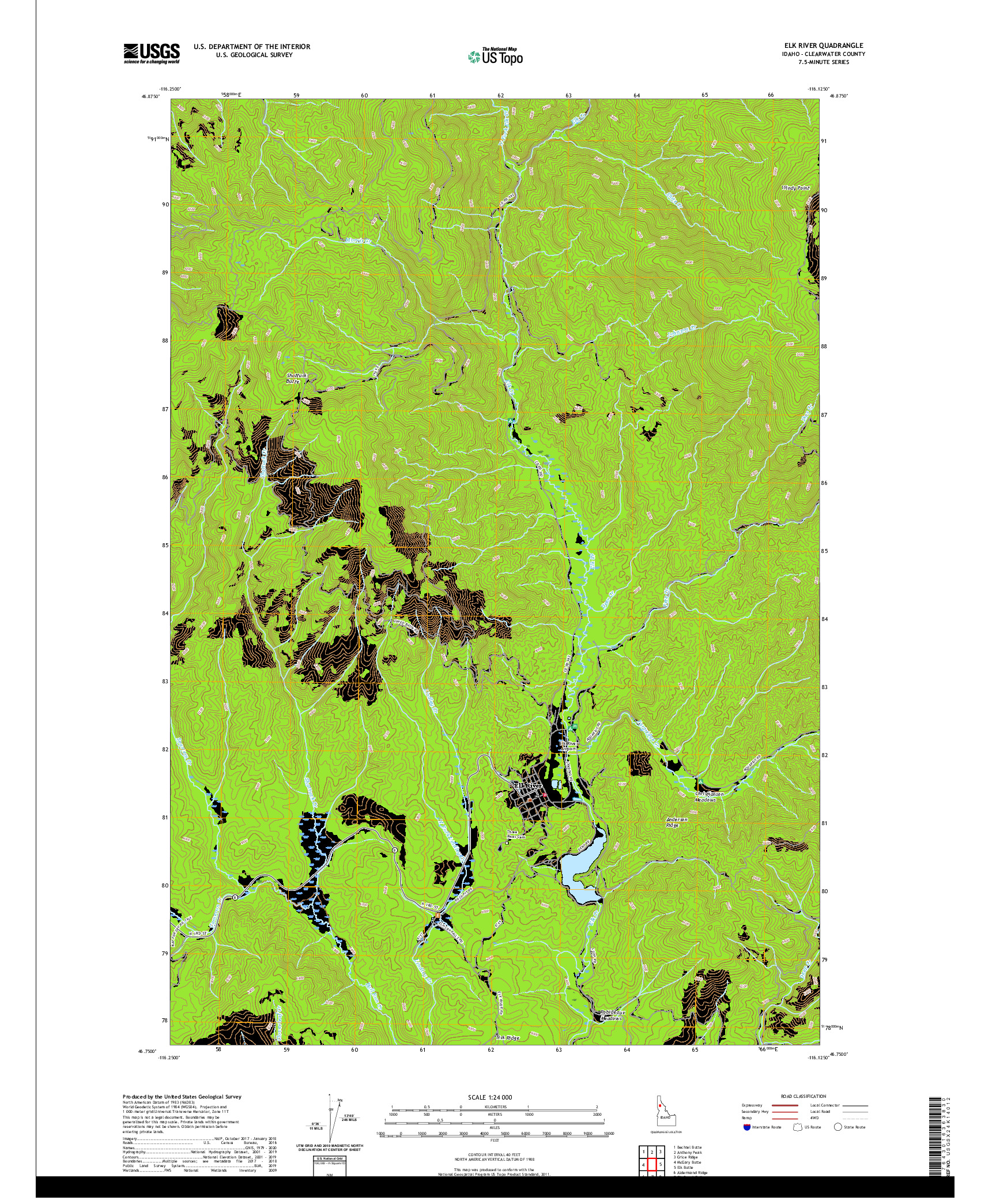 USGS US TOPO 7.5-MINUTE MAP FOR ELK RIVER, ID 2020
