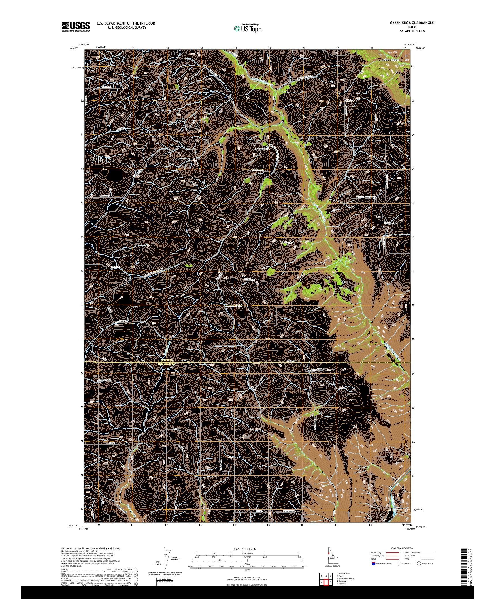 USGS US TOPO 7.5-MINUTE MAP FOR GREEN KNOB, ID 2020