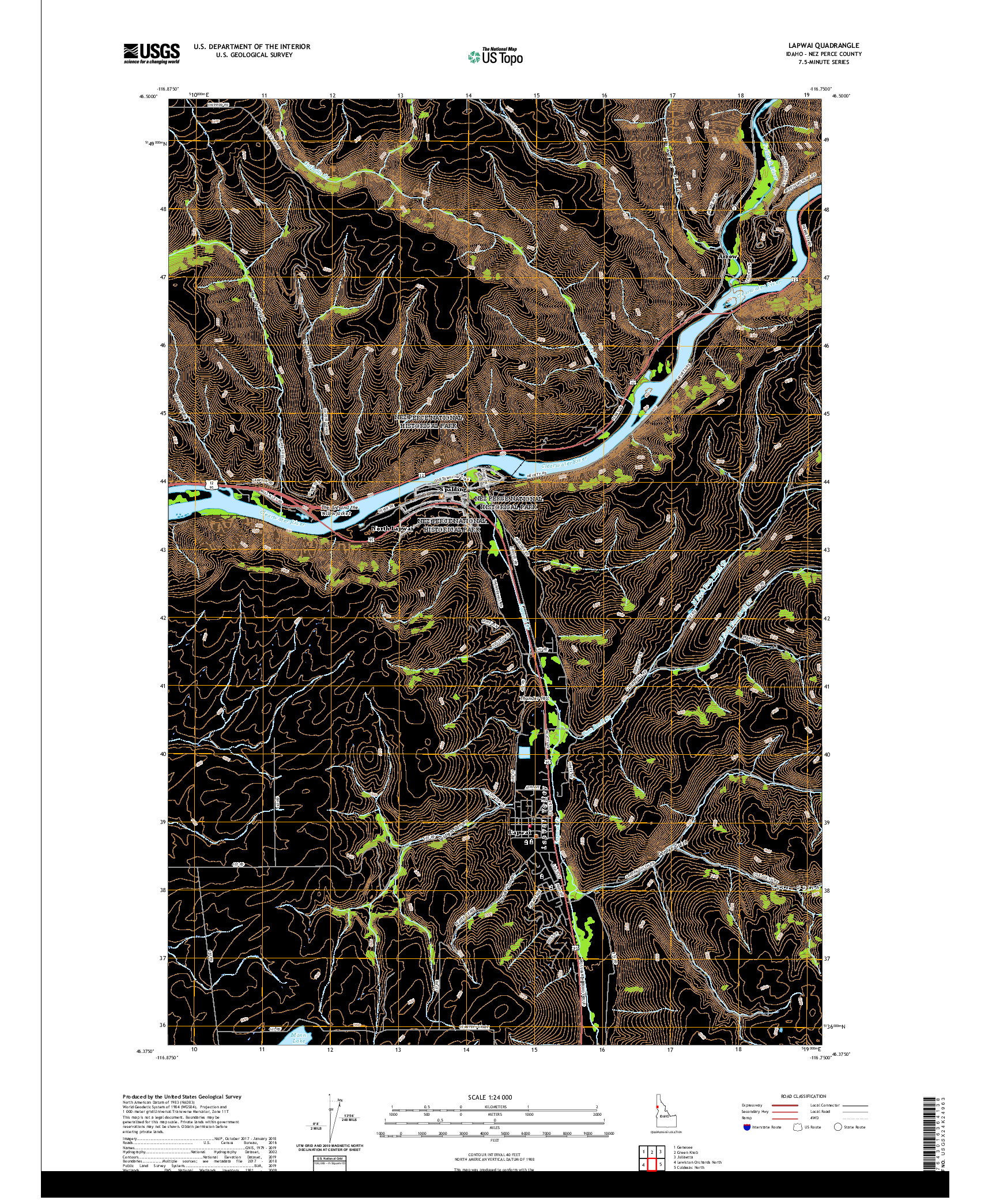USGS US TOPO 7.5-MINUTE MAP FOR LAPWAI, ID 2020