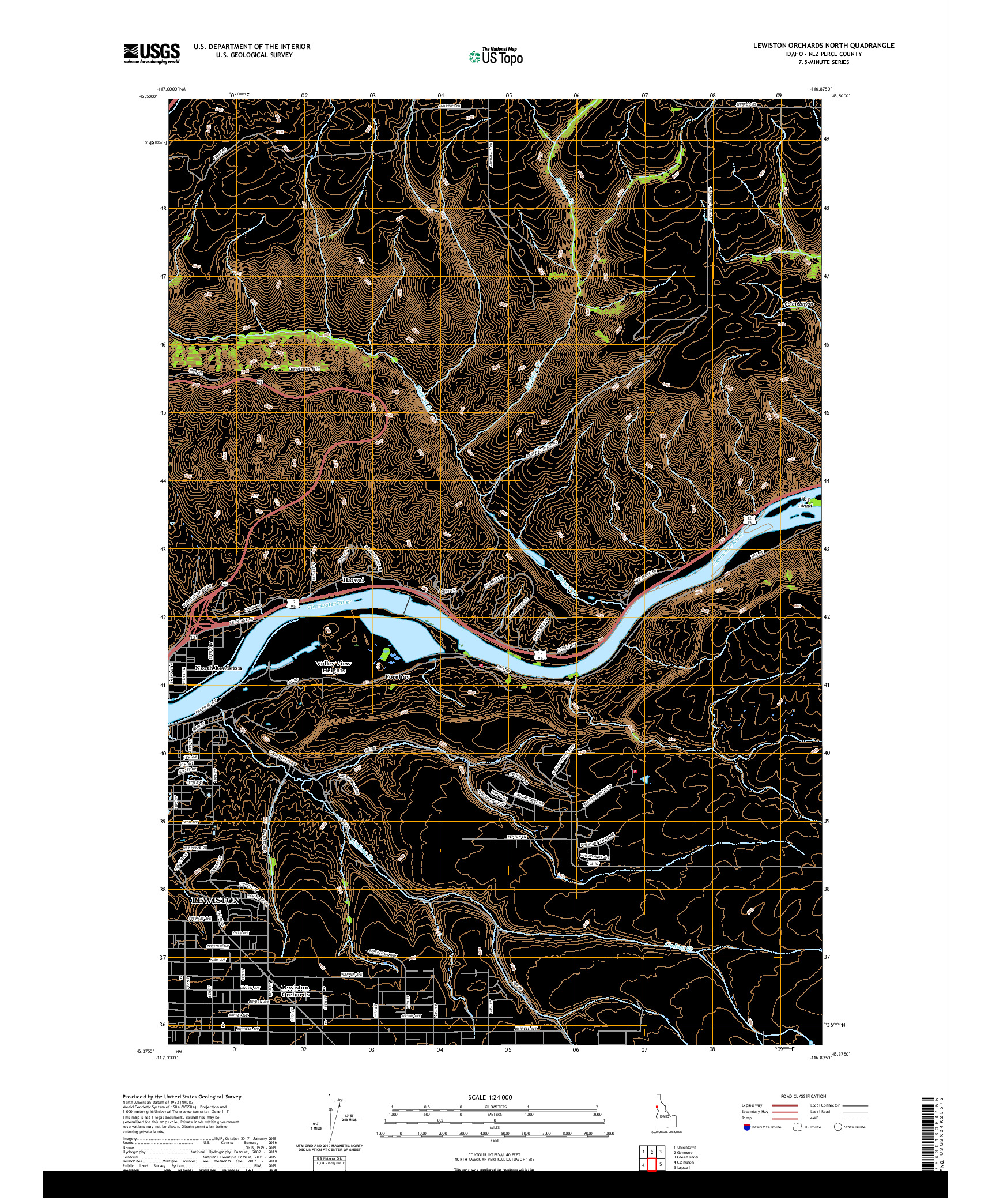 USGS US TOPO 7.5-MINUTE MAP FOR LEWISTON ORCHARDS NORTH, ID 2020