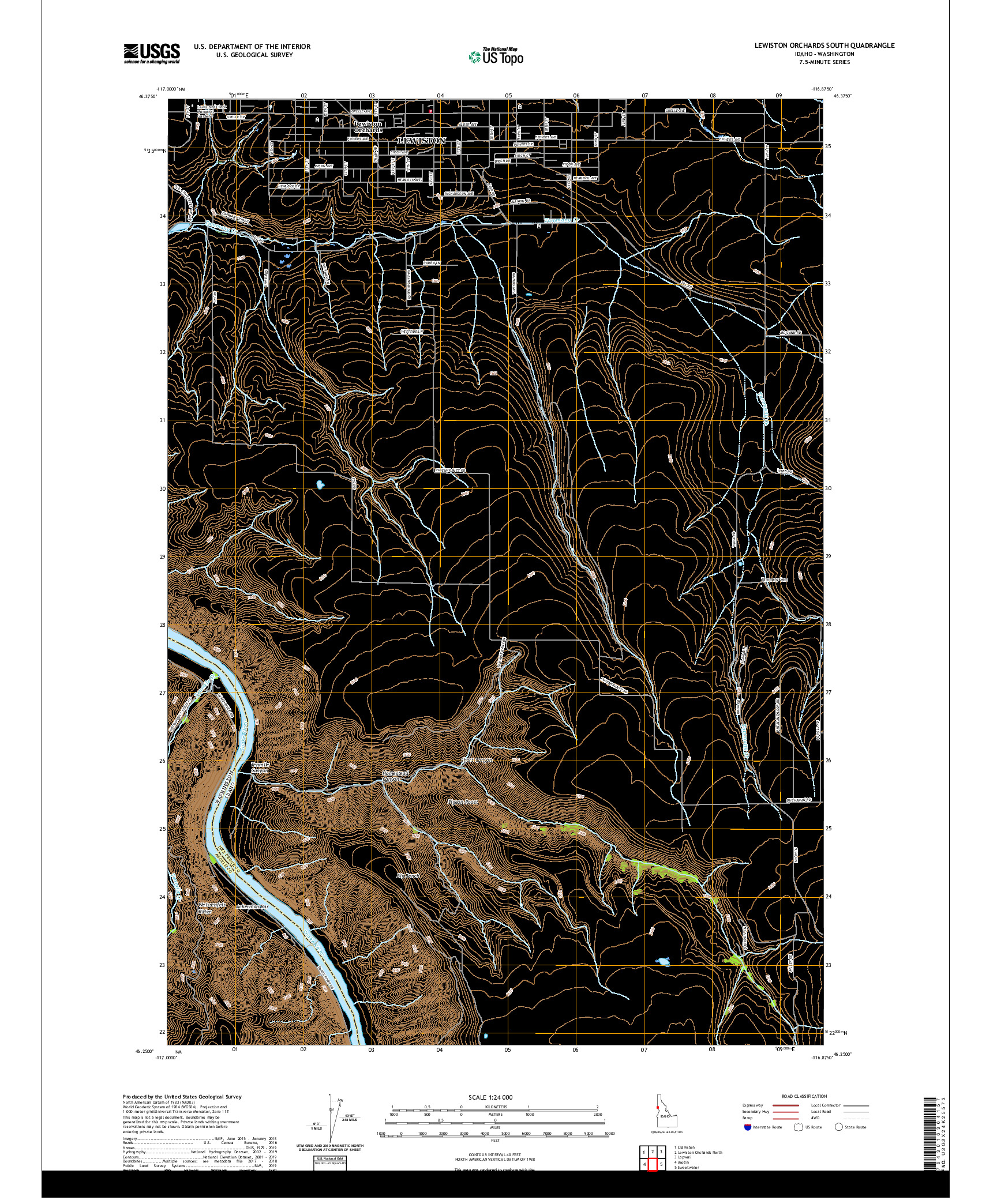 USGS US TOPO 7.5-MINUTE MAP FOR LEWISTON ORCHARDS SOUTH, ID,WA 2020