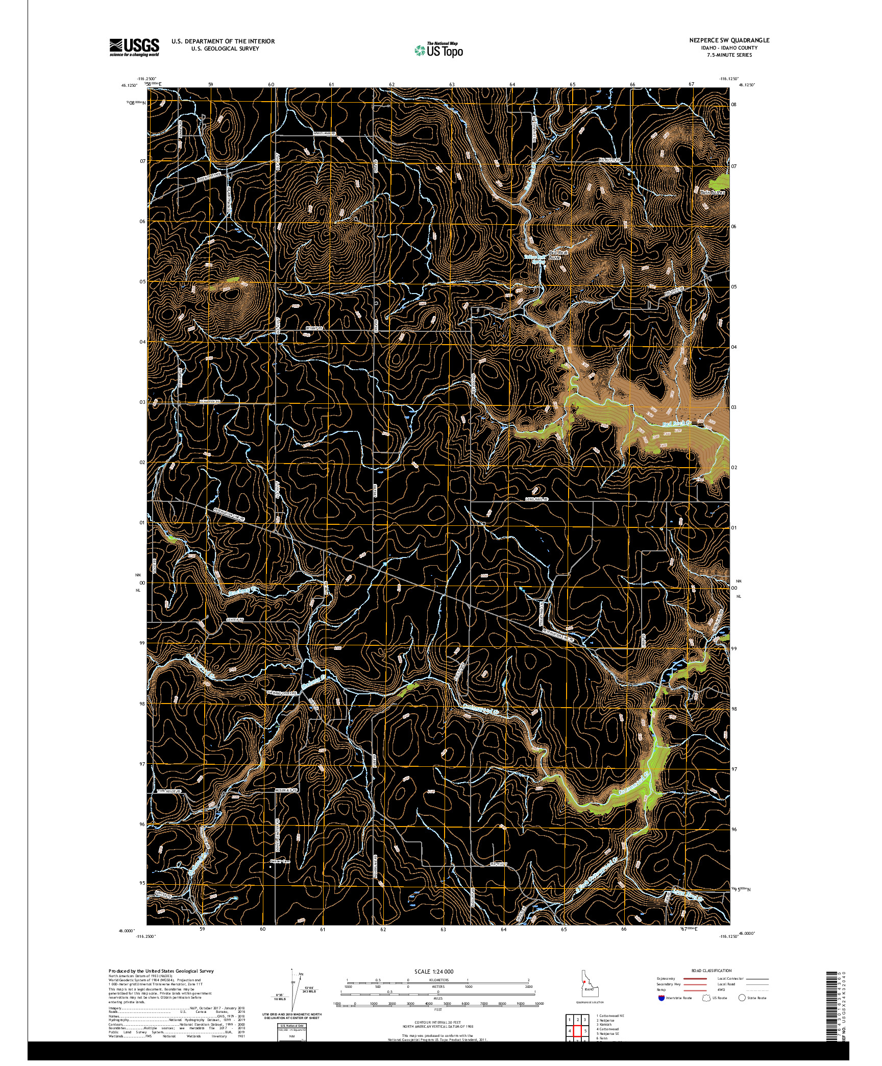 USGS US TOPO 7.5-MINUTE MAP FOR NEZPERCE SW, ID 2020