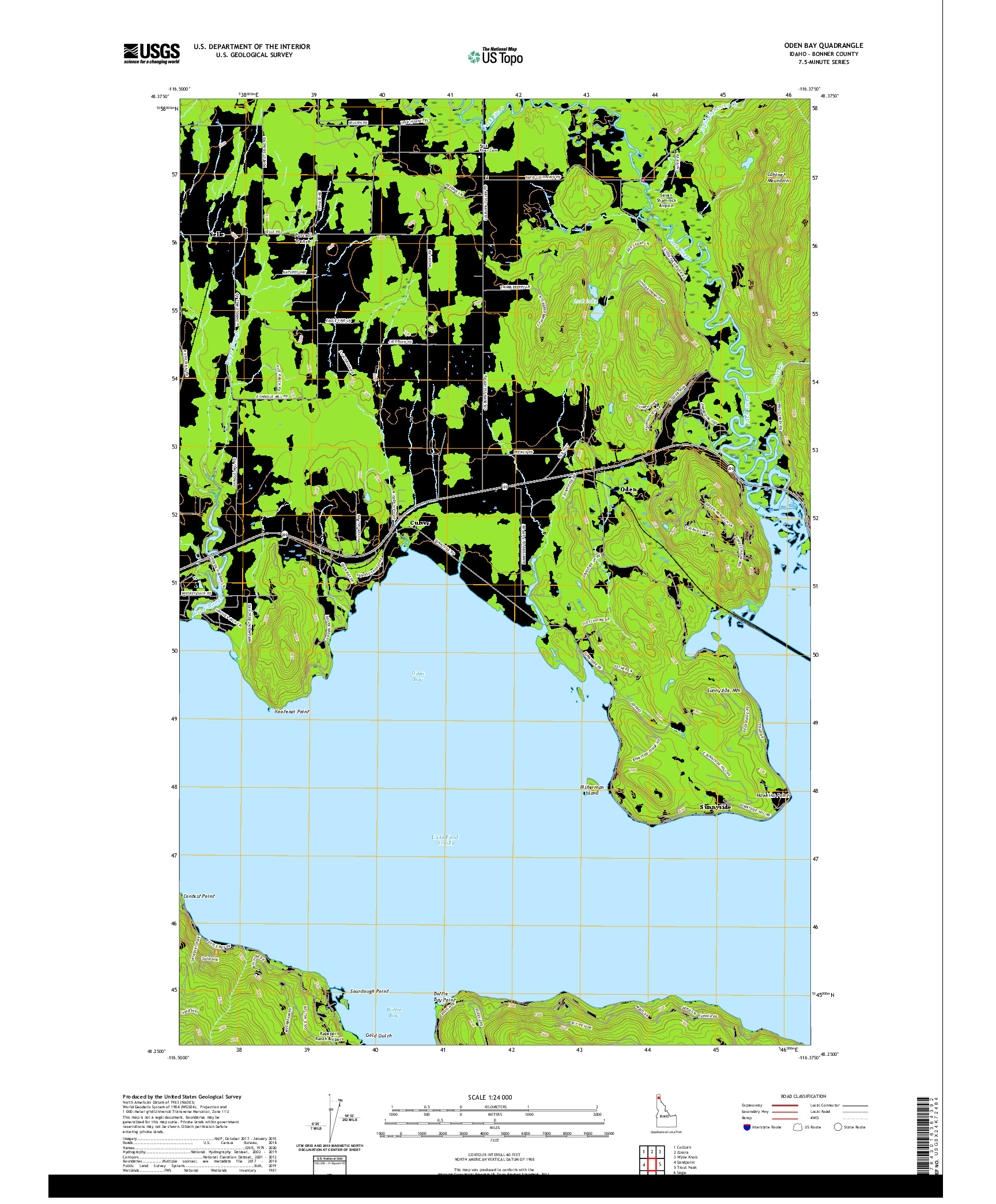 USGS US TOPO 7.5-MINUTE MAP FOR ODEN BAY, ID 2020