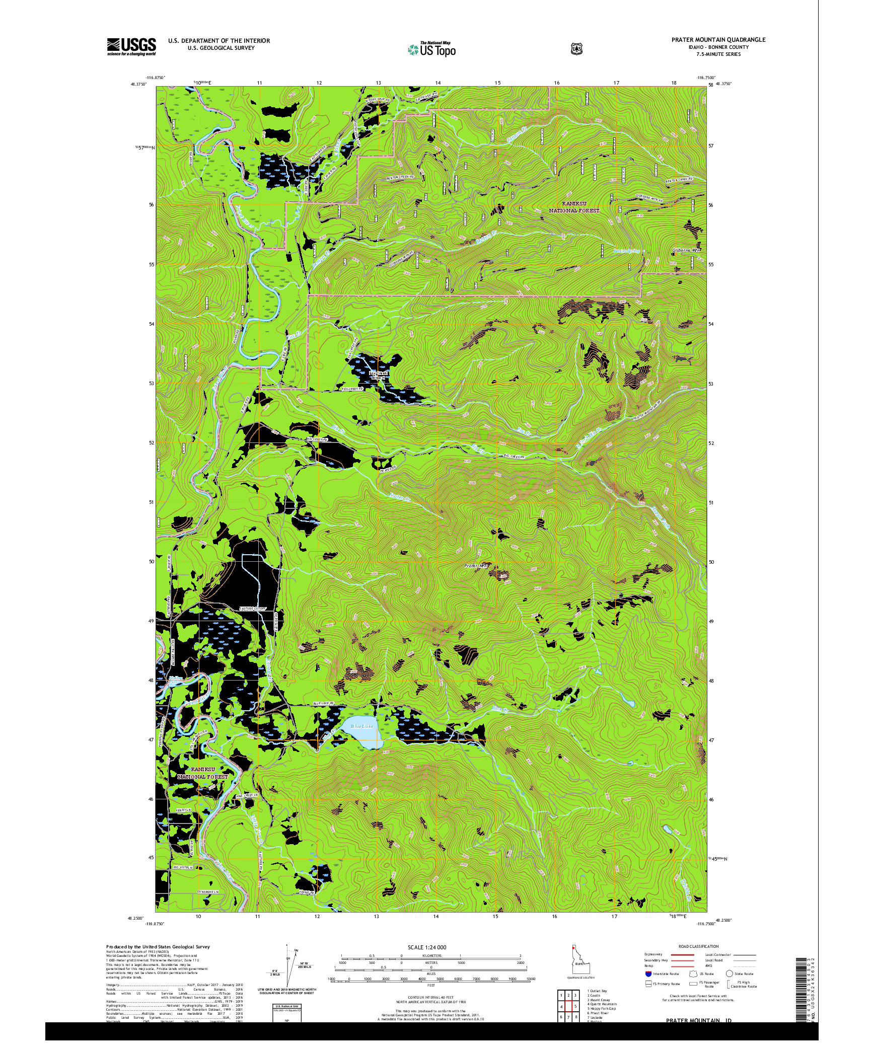 USGS US TOPO 7.5-MINUTE MAP FOR PRATER MOUNTAIN, ID 2020