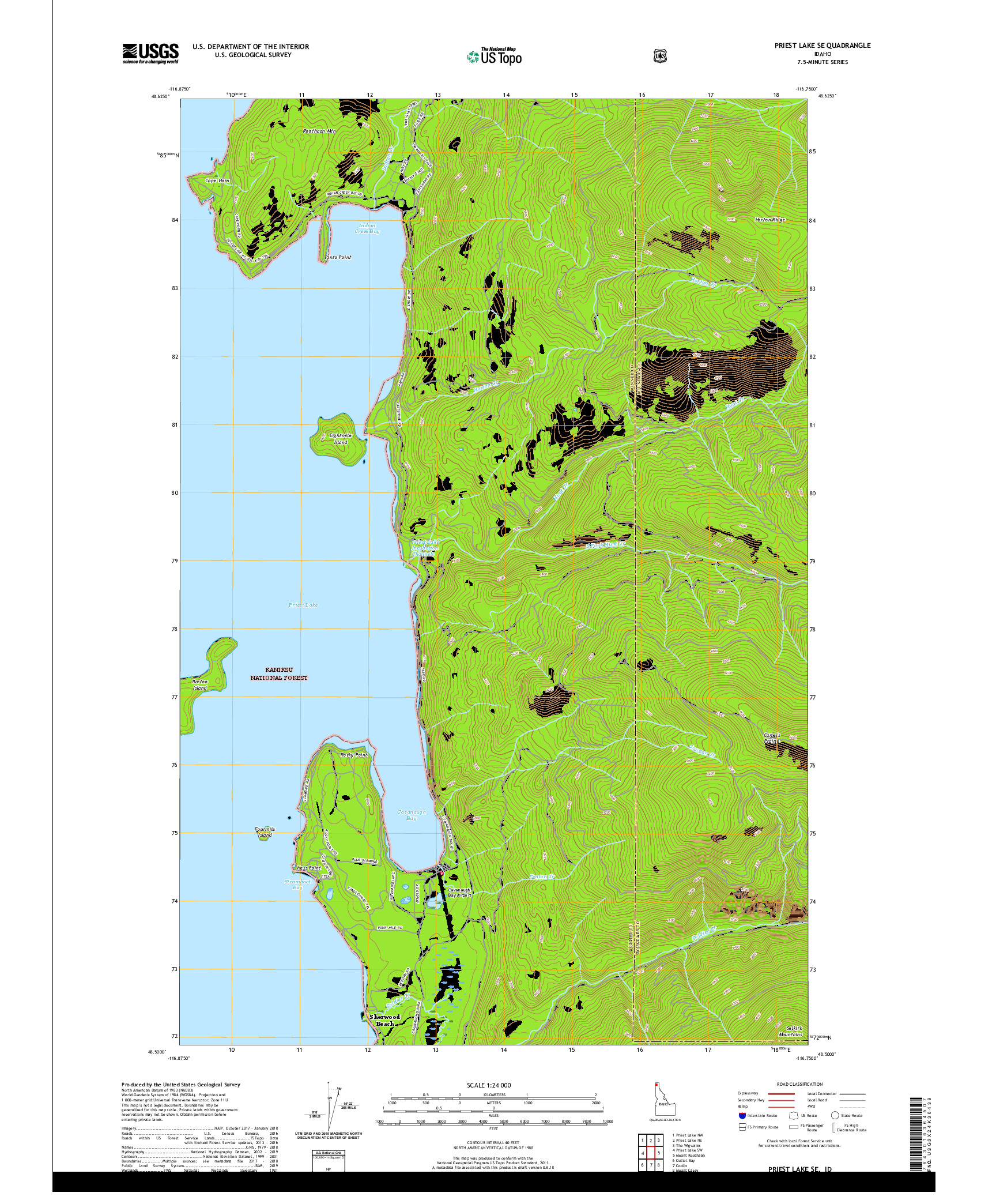USGS US TOPO 7.5-MINUTE MAP FOR PRIEST LAKE SE, ID 2020