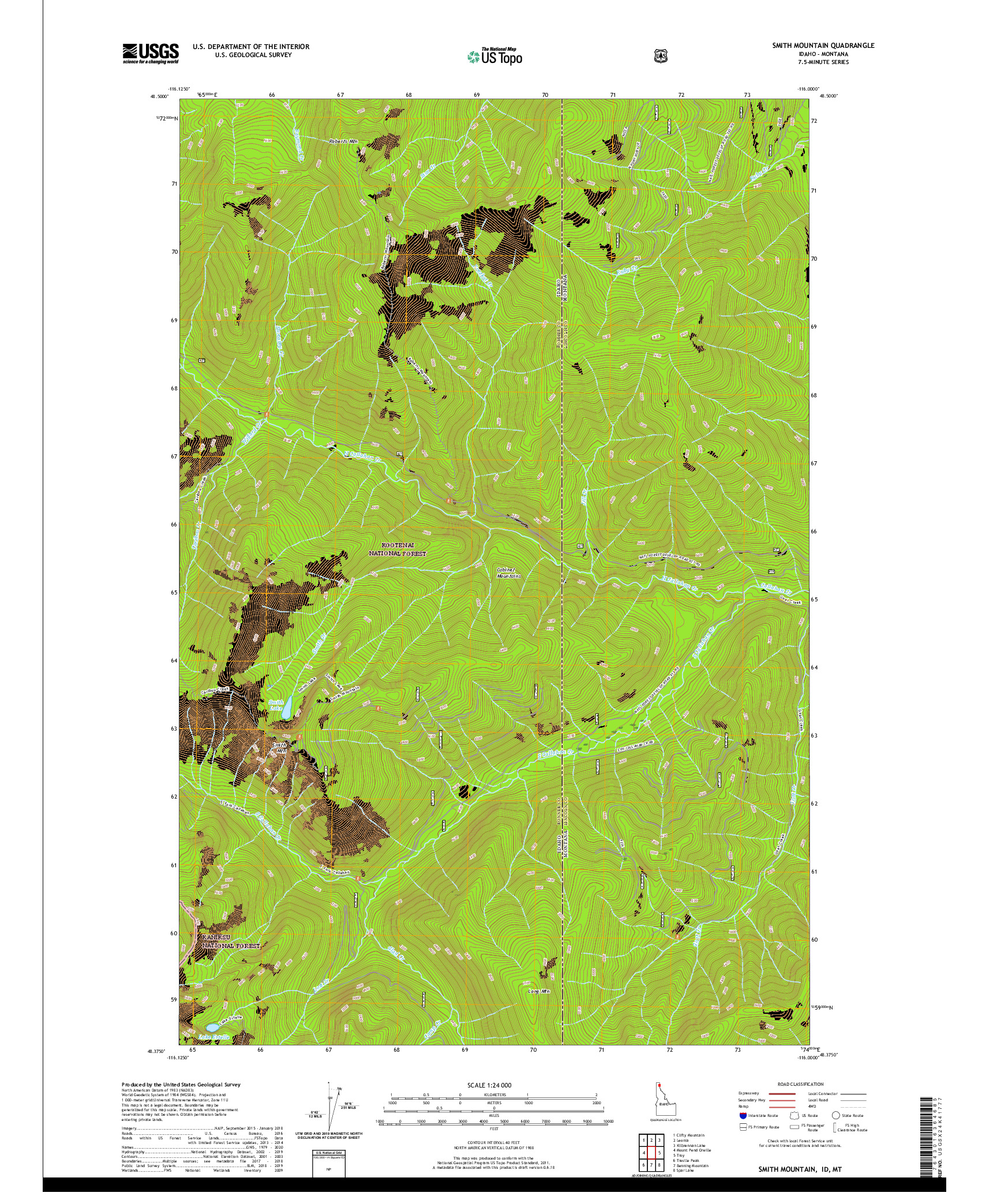 USGS US TOPO 7.5-MINUTE MAP FOR SMITH MOUNTAIN, ID,MT 2020