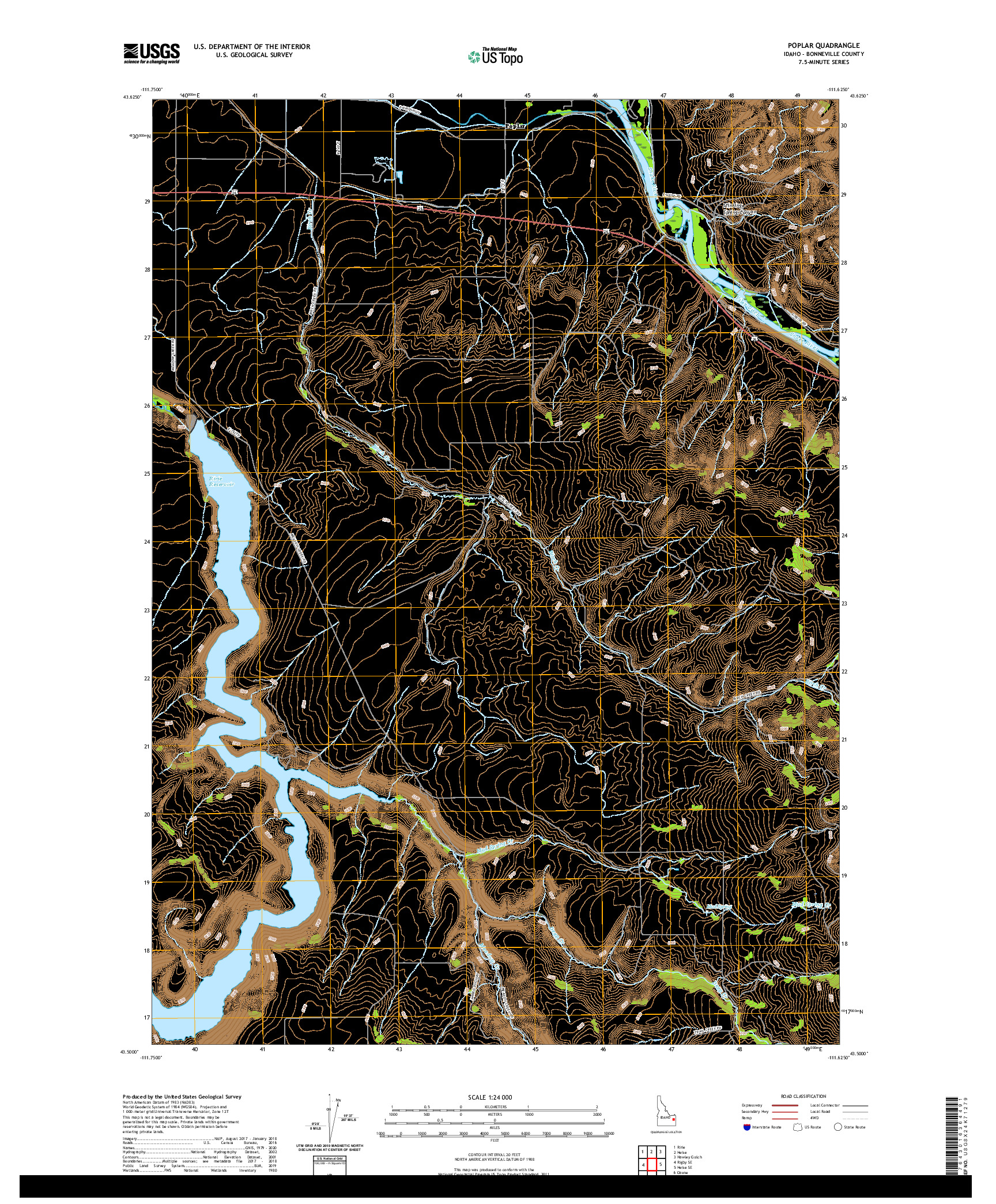USGS US TOPO 7.5-MINUTE MAP FOR POPLAR, ID 2020