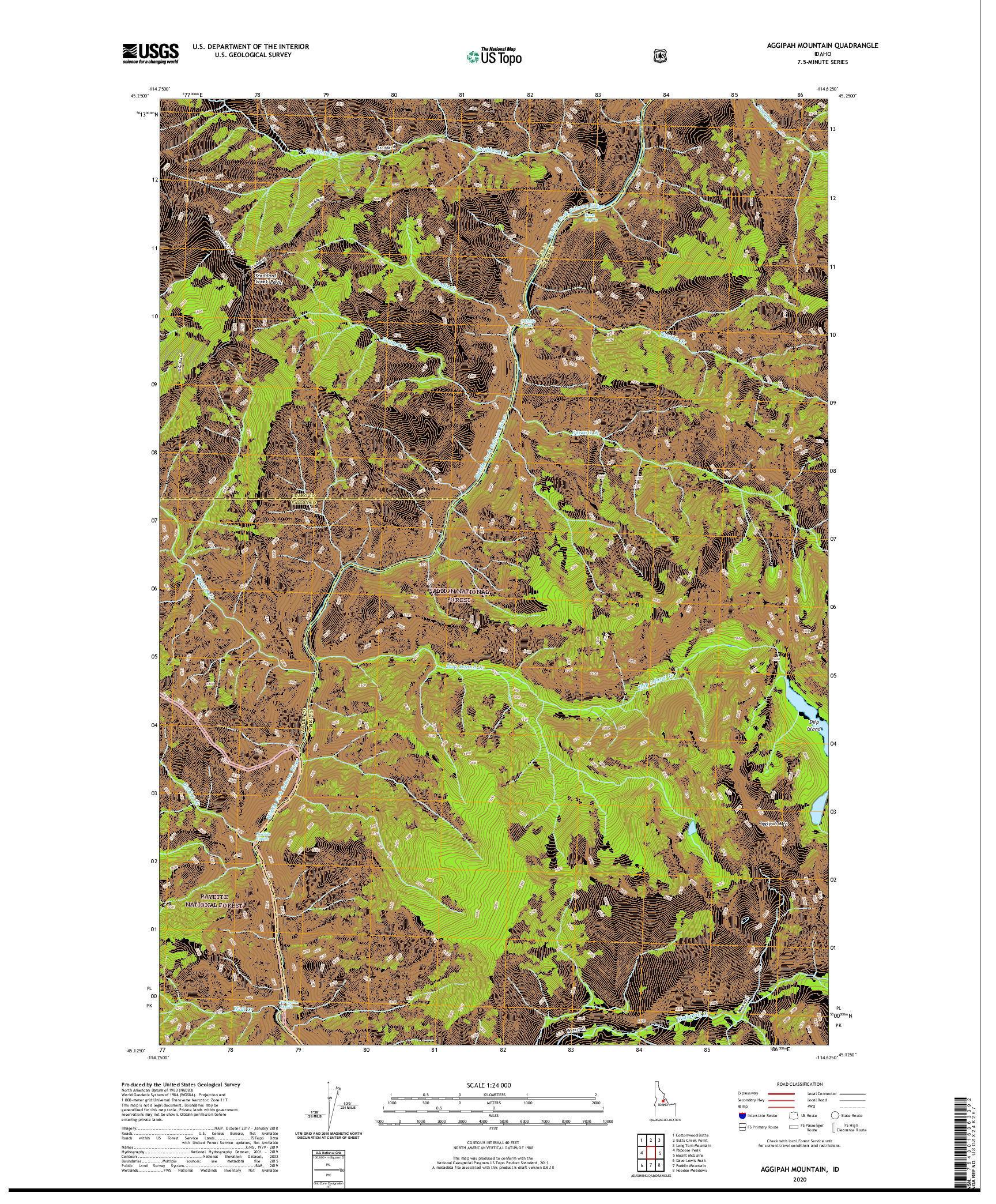 USGS US TOPO 7.5-MINUTE MAP FOR AGGIPAH MOUNTAIN, ID 2020