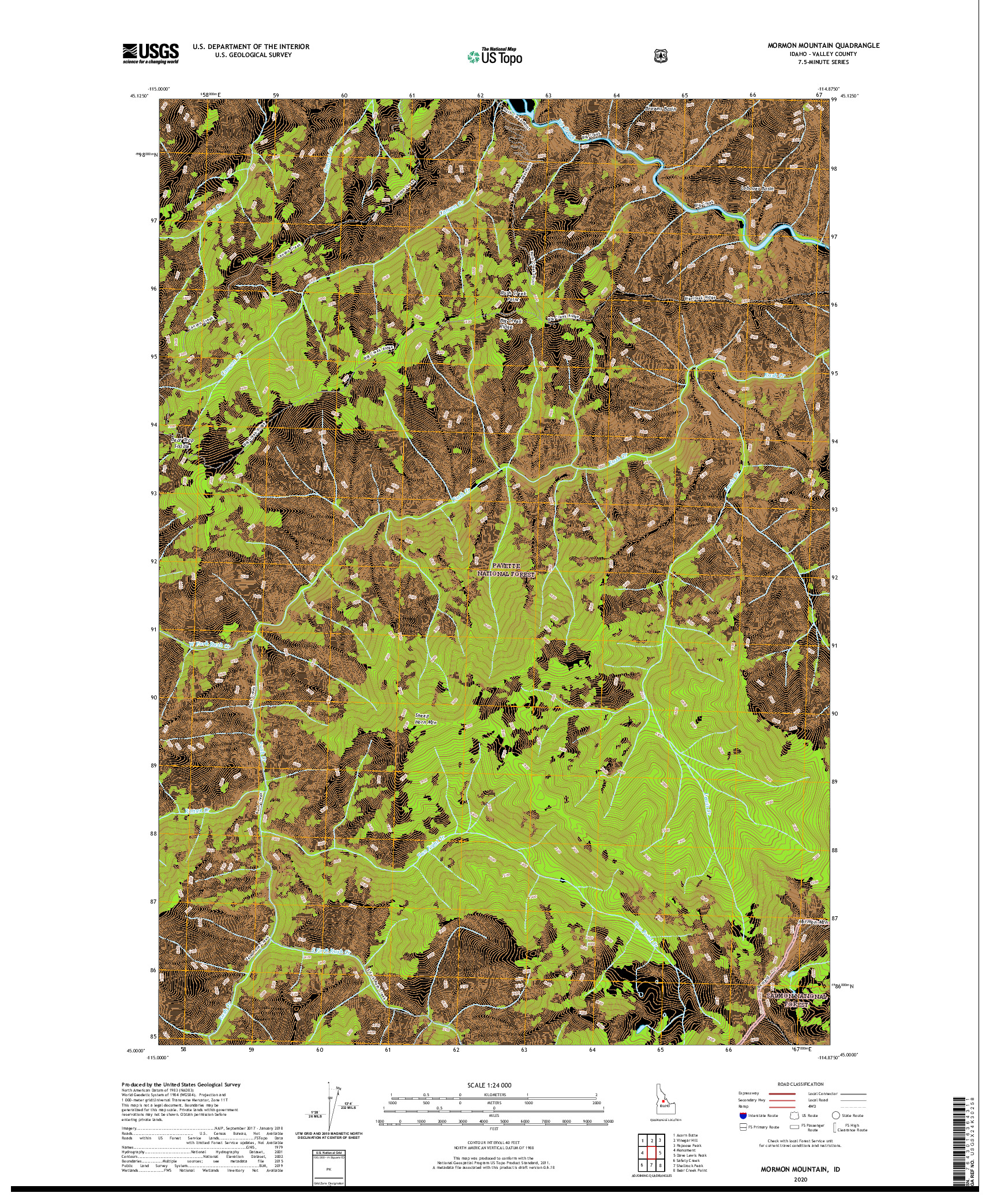 USGS US TOPO 7.5-MINUTE MAP FOR MORMON MOUNTAIN, ID 2020