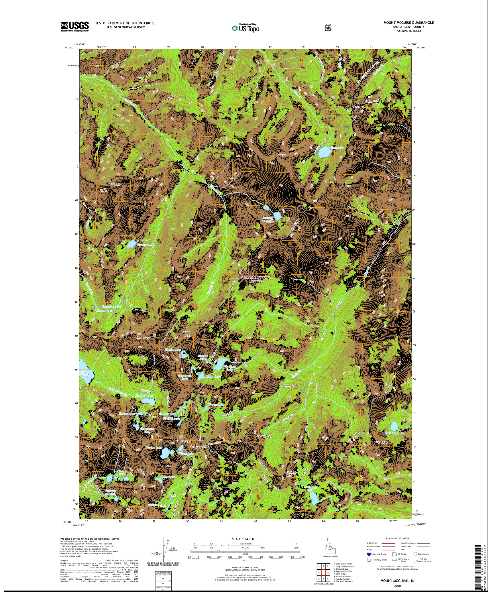 USGS US TOPO 7.5-MINUTE MAP FOR MOUNT MCGUIRE, ID 2020