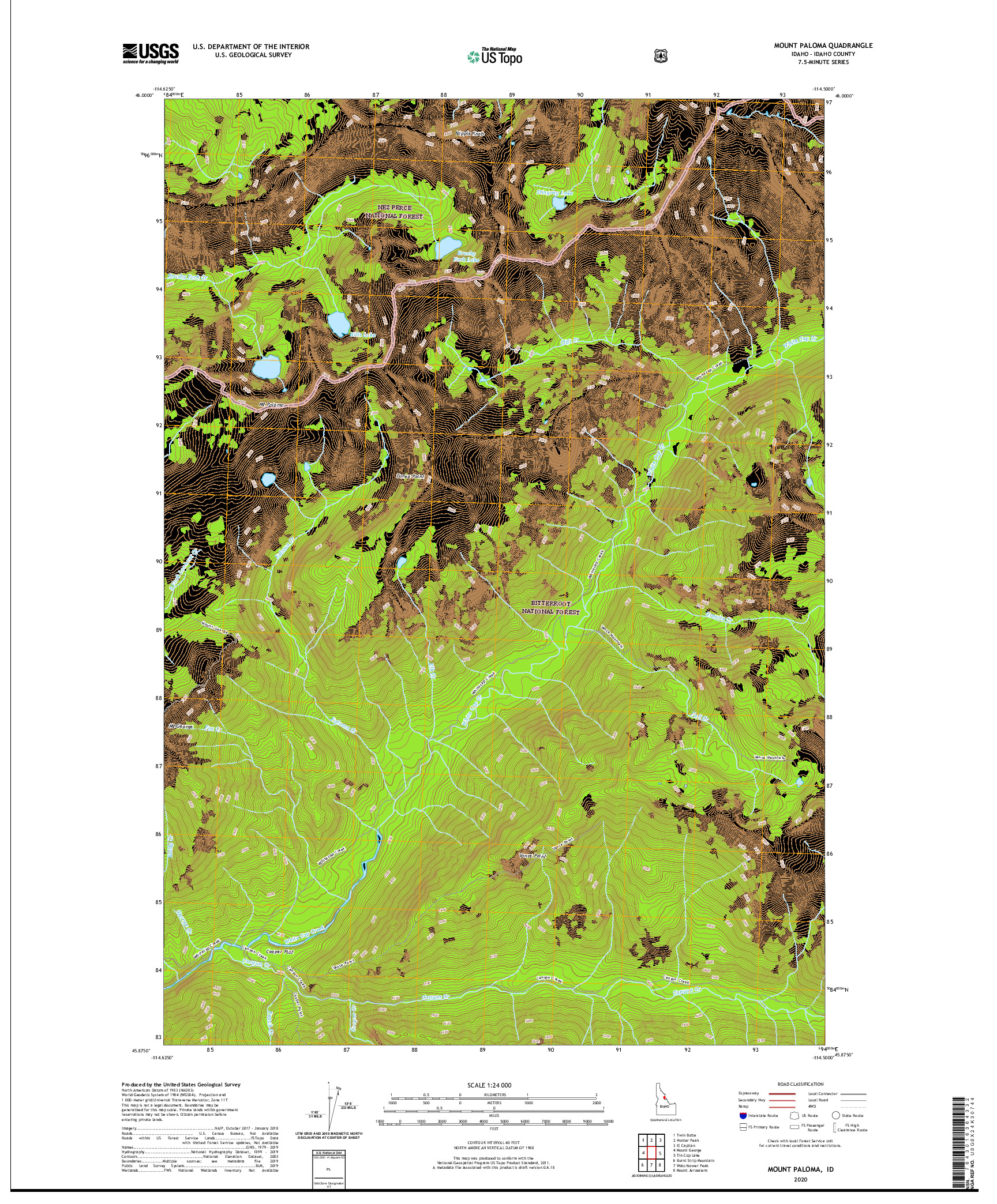 USGS US TOPO 7.5-MINUTE MAP FOR MOUNT PALOMA, ID 2020