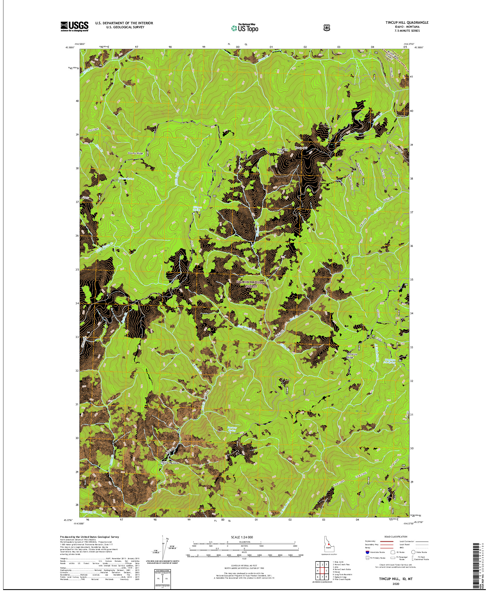 USGS US TOPO 7.5-MINUTE MAP FOR TINCUP HILL, ID,MT 2020