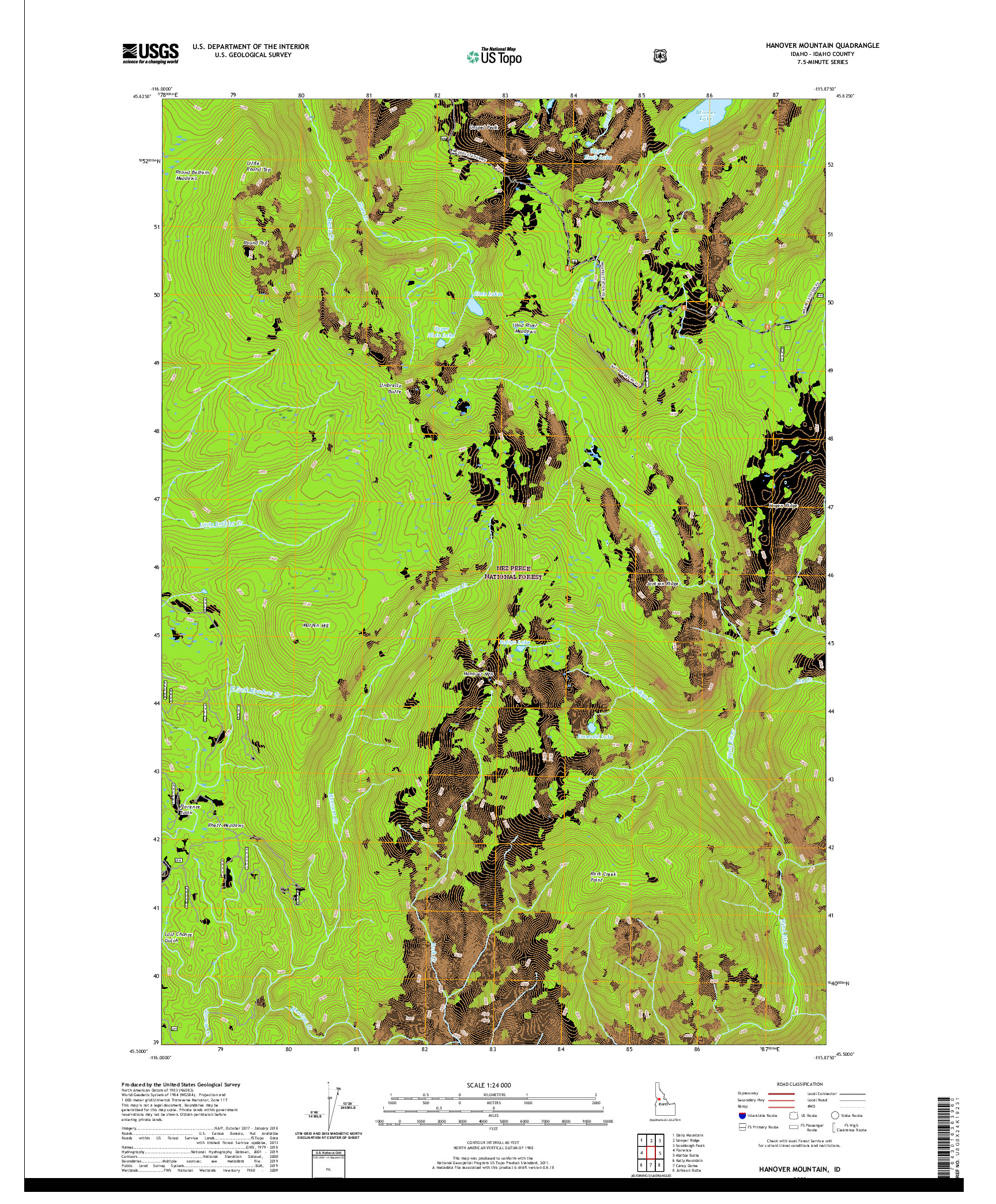 USGS US TOPO 7.5-MINUTE MAP FOR HANOVER MOUNTAIN, ID 2020