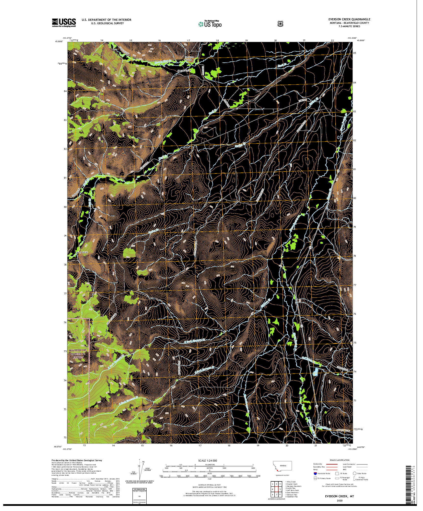 USGS US TOPO 7.5-MINUTE MAP FOR EVERSON CREEK, MT 2020