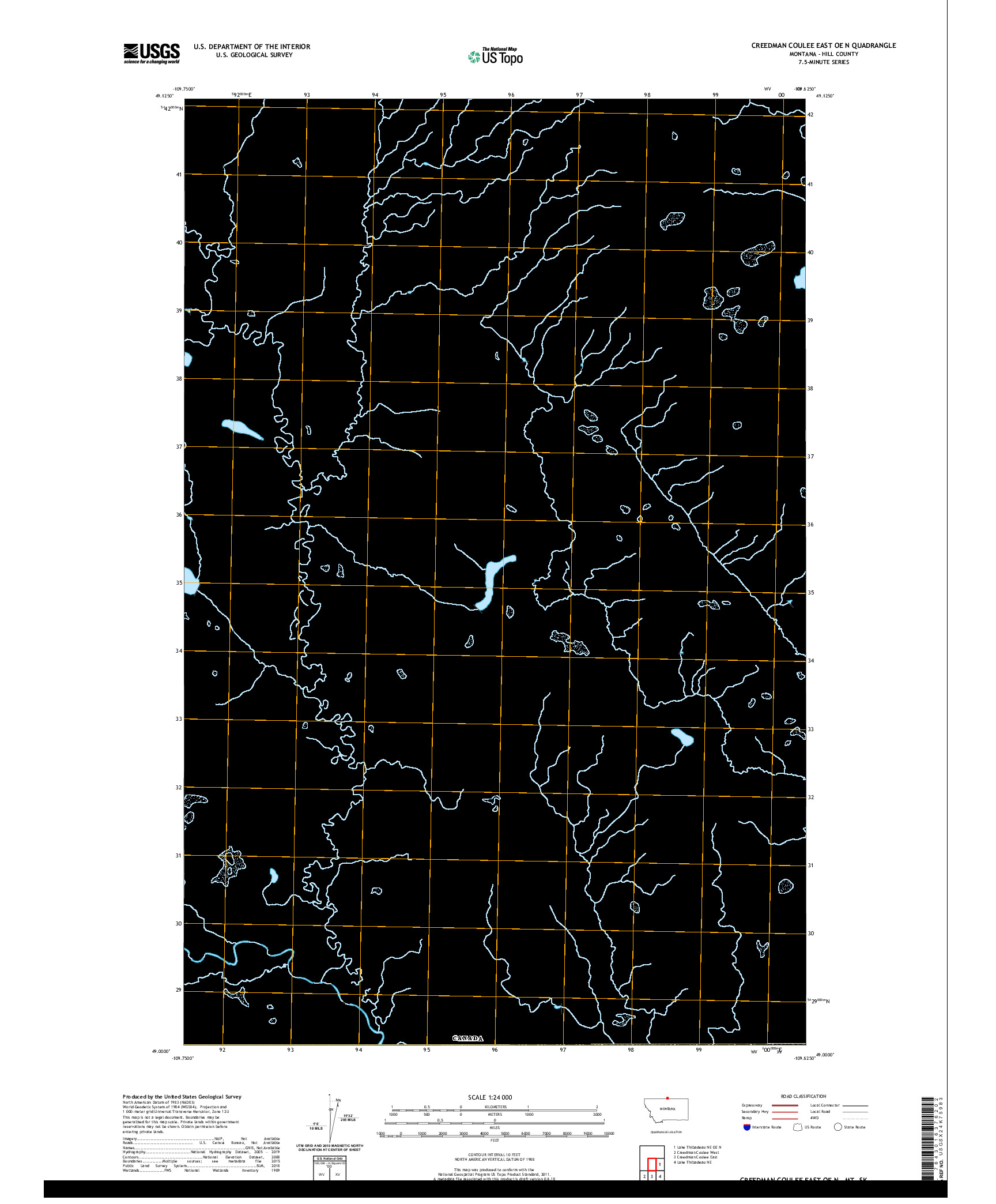 USGS US TOPO 7.5-MINUTE MAP FOR CREEDMAN COULEE EAST OE N, MT,SK 2020