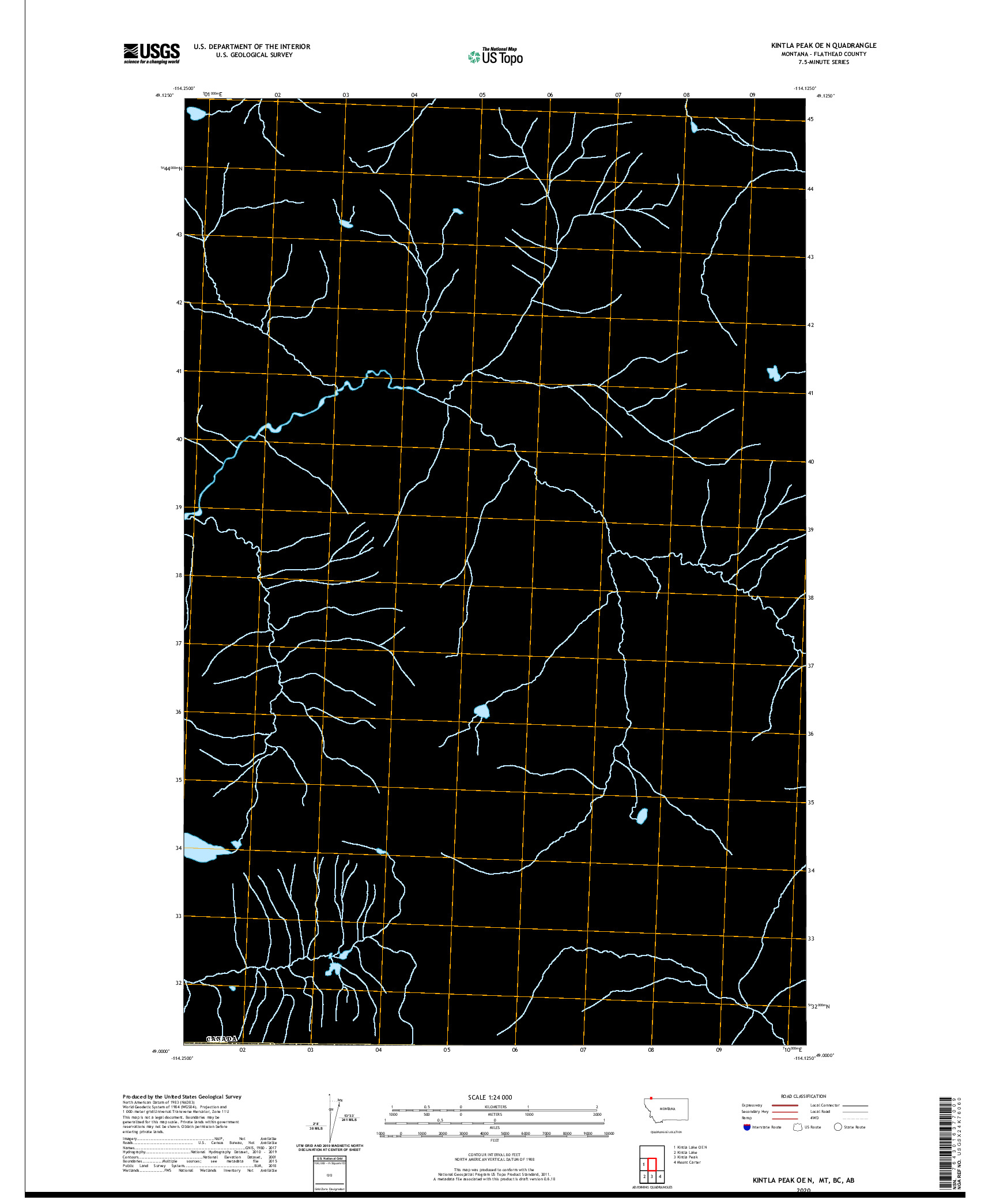 USGS US TOPO 7.5-MINUTE MAP FOR KINTLA PEAK OE N, MT,BC,AB 2020
