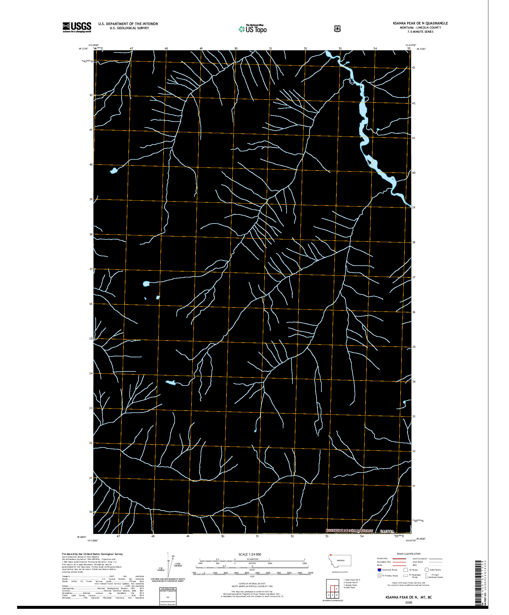 USGS US TOPO 7.5-MINUTE MAP FOR KSANKA PEAK OE N, MT,BC 2020
