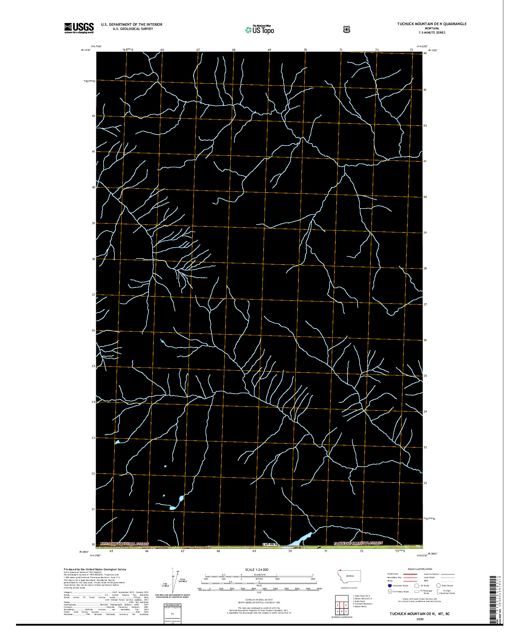 USGS US TOPO 7.5-MINUTE MAP FOR TUCHUCK MOUNTAIN OE N, MT,BC 2020