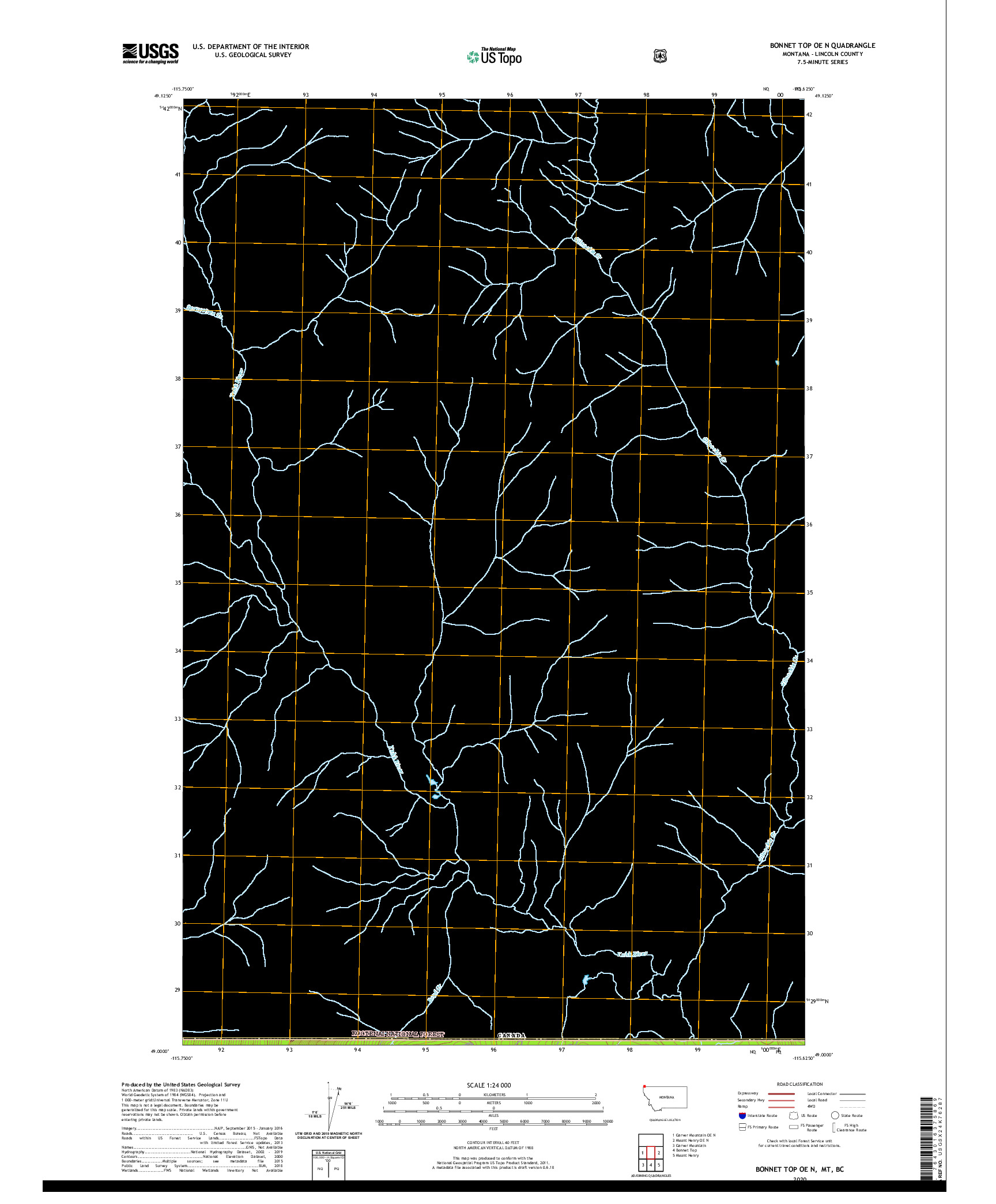 USGS US TOPO 7.5-MINUTE MAP FOR BONNET TOP OE N, MT,BC 2020