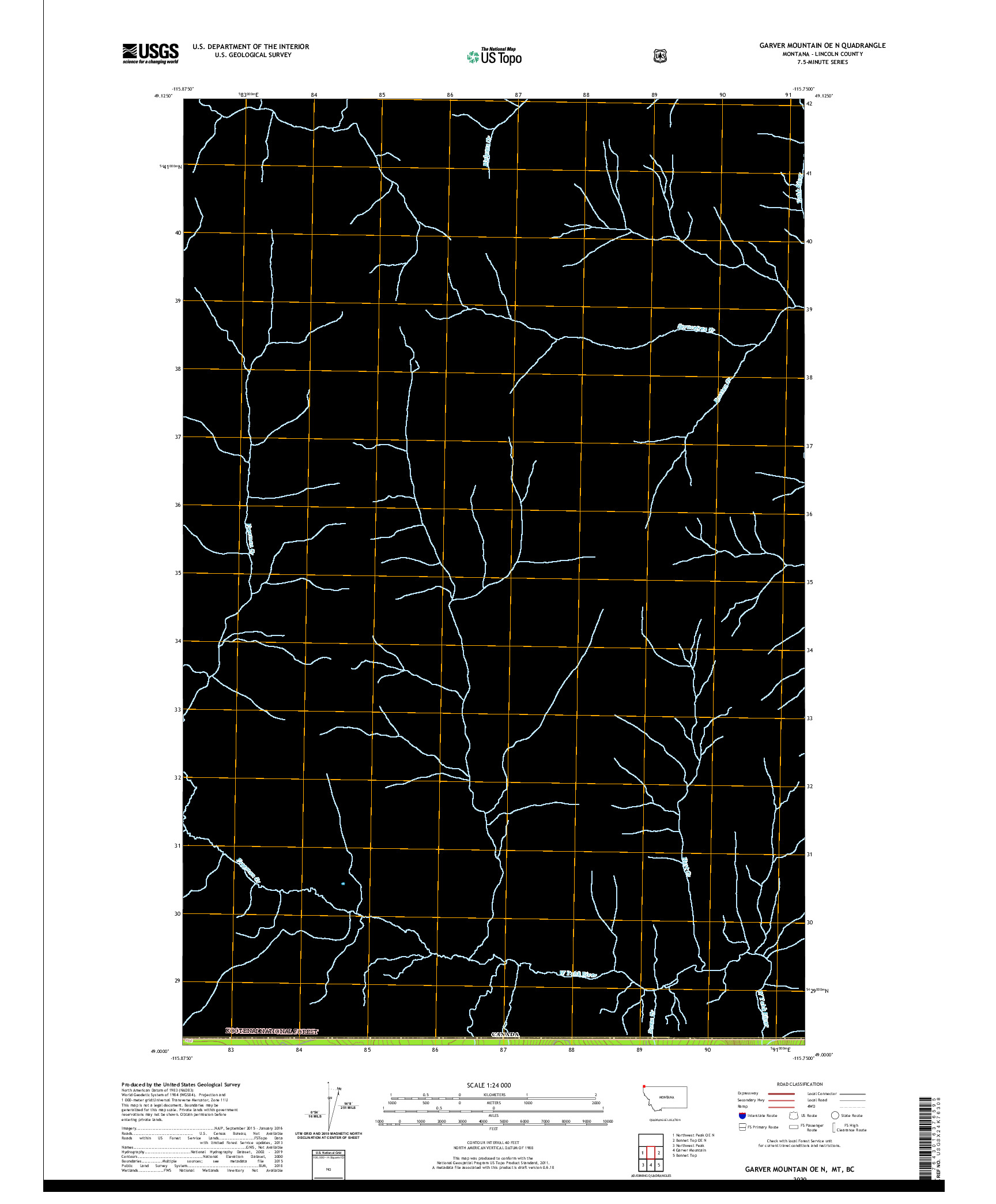 USGS US TOPO 7.5-MINUTE MAP FOR GARVER MOUNTAIN OE N, MT,BC 2020