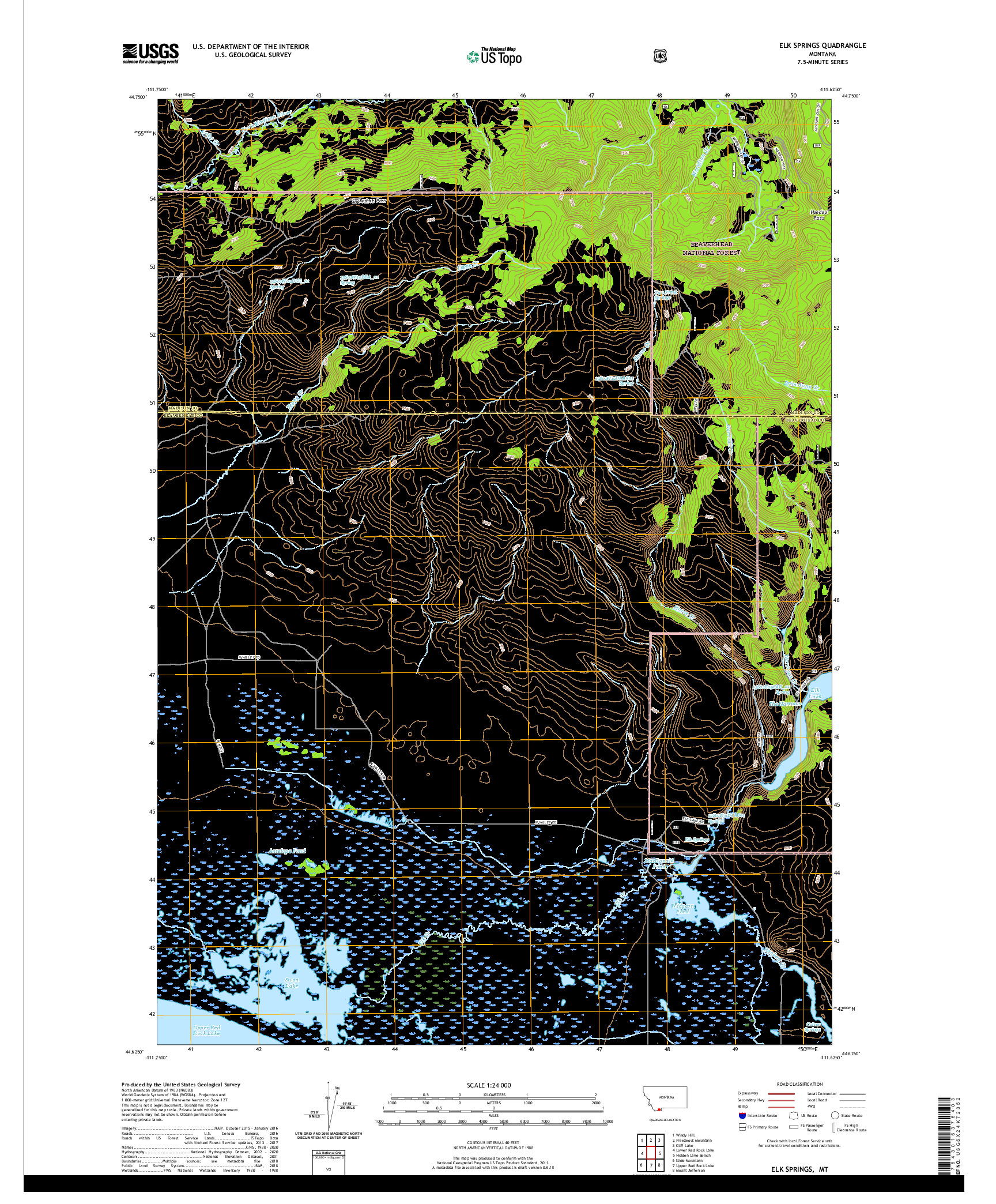 USGS US TOPO 7.5-MINUTE MAP FOR ELK SPRINGS, MT 2020