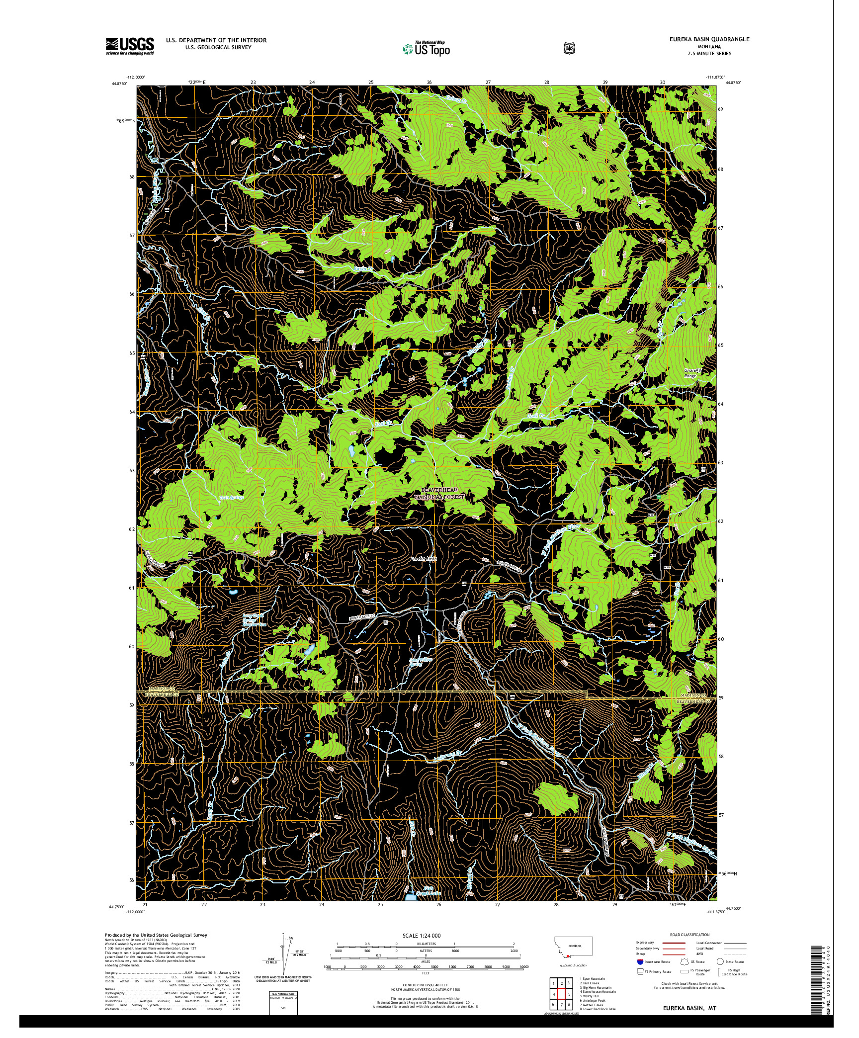 USGS US TOPO 7.5-MINUTE MAP FOR EUREKA BASIN, MT 2020