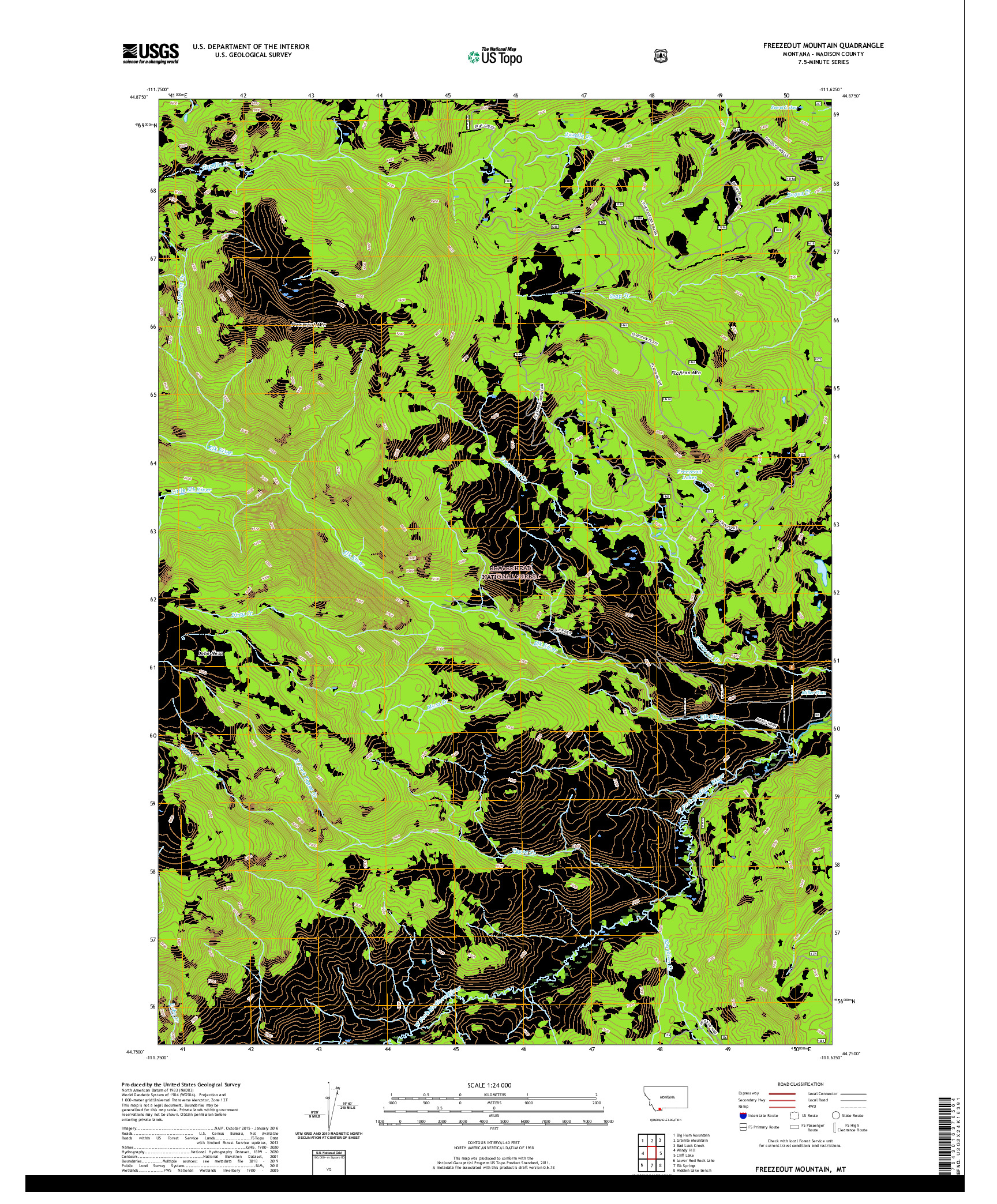 USGS US TOPO 7.5-MINUTE MAP FOR FREEZEOUT MOUNTAIN, MT 2020