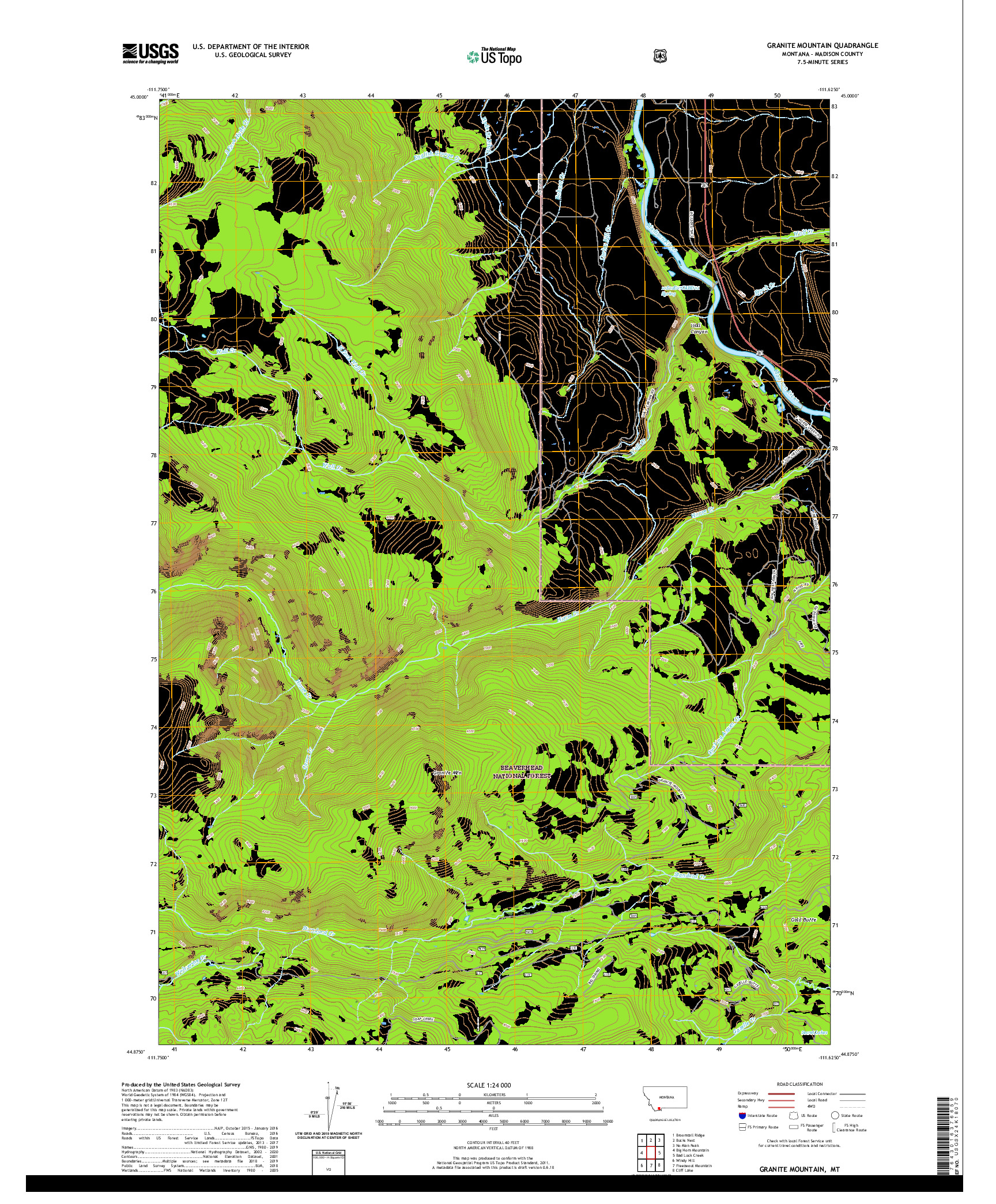 USGS US TOPO 7.5-MINUTE MAP FOR GRANITE MOUNTAIN, MT 2020