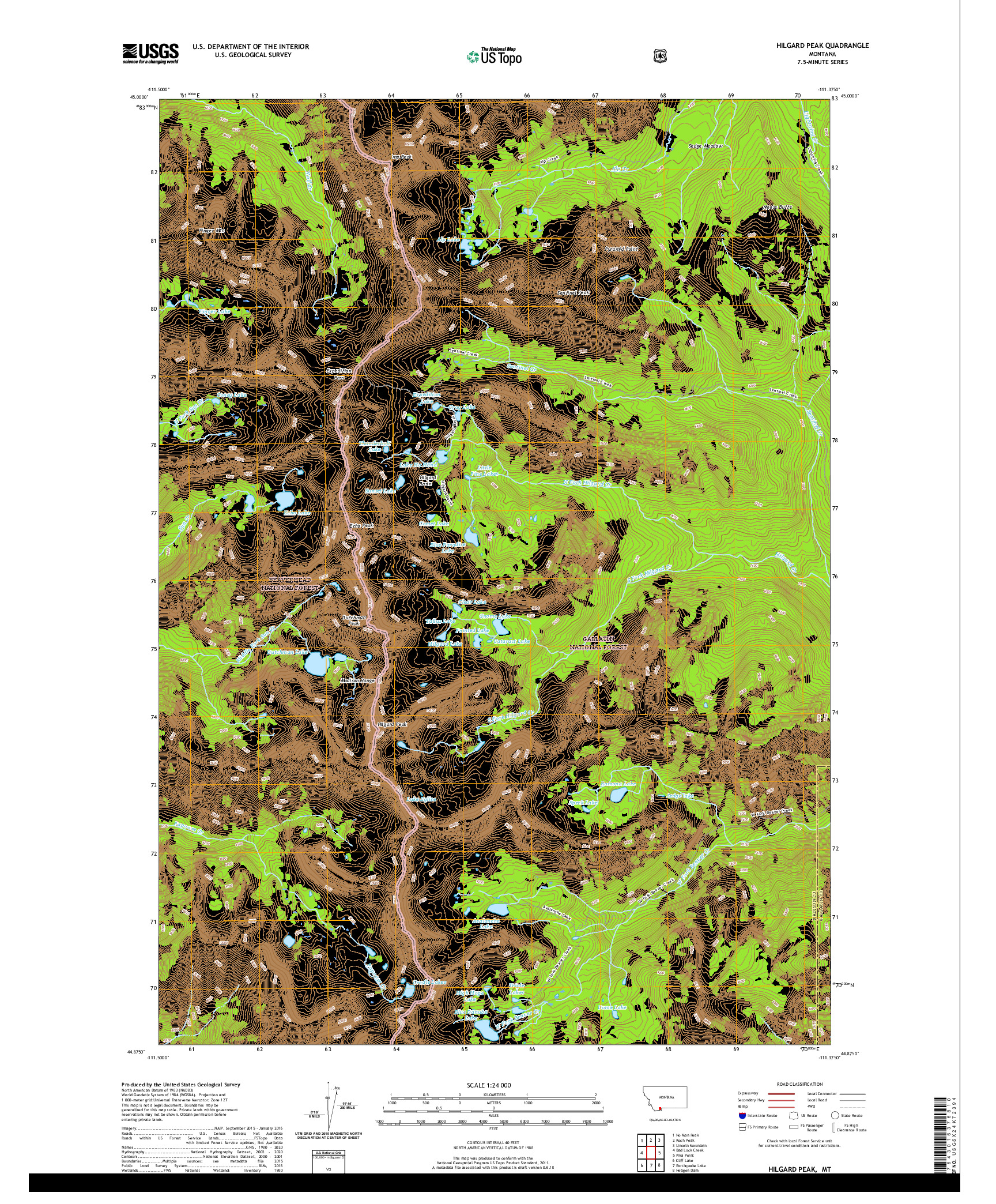 USGS US TOPO 7.5-MINUTE MAP FOR HILGARD PEAK, MT 2020